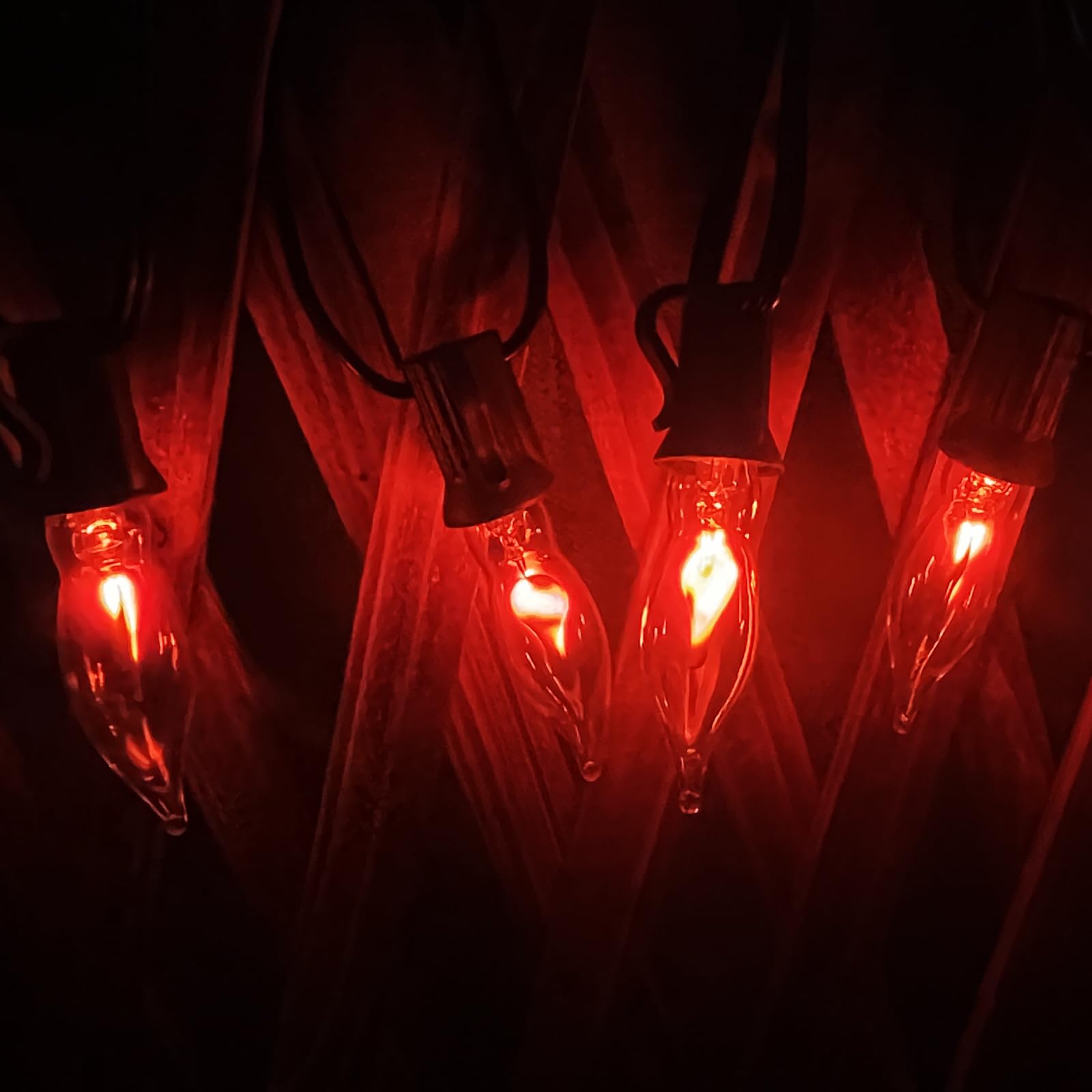 10Ft Flickering Flame Outdoor String Lights, C18 Halloween Orange Lights With 10 1W Flame Bulbs, E12 Base, Outdoor Halloween Pat