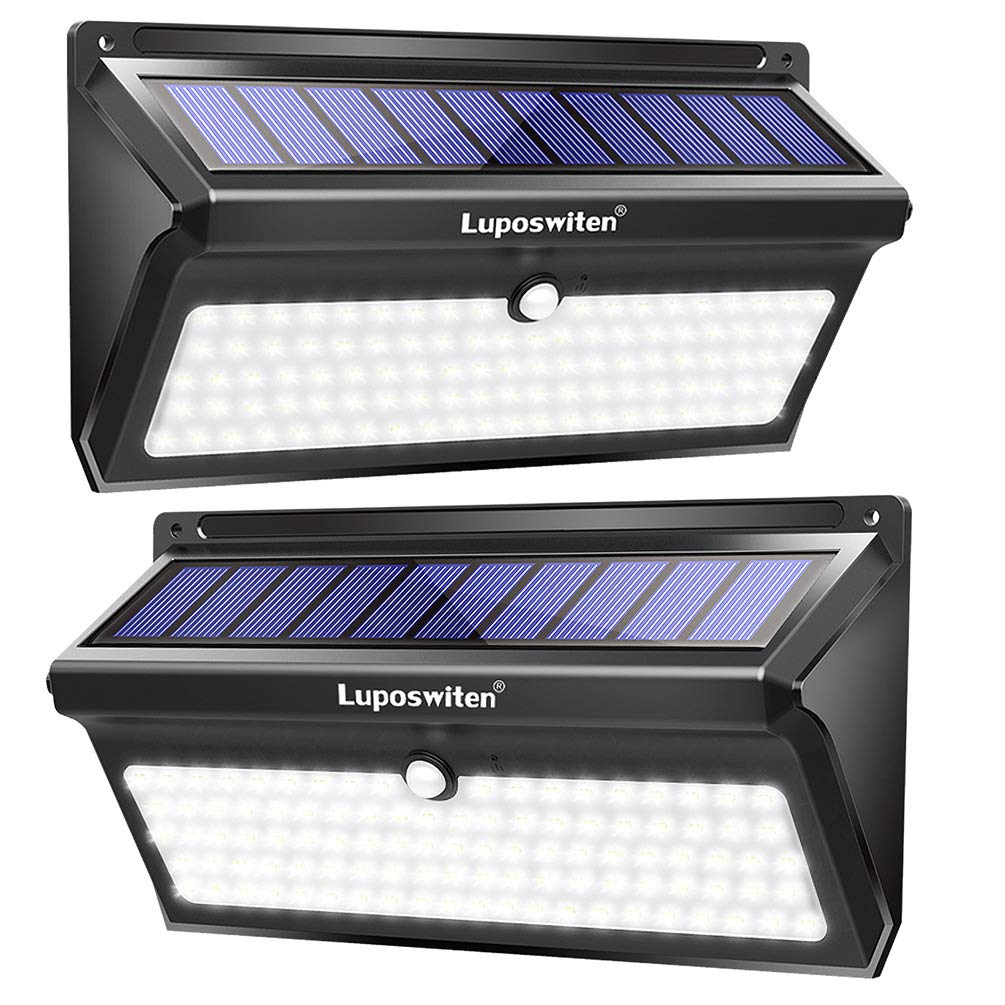 Luposwiten 100 LED Solar Lights Outdoor Waterproof - 2000 Lumens Solar Motion Lights Outdoor with 125 Lighting Angle, Easy-to-In
