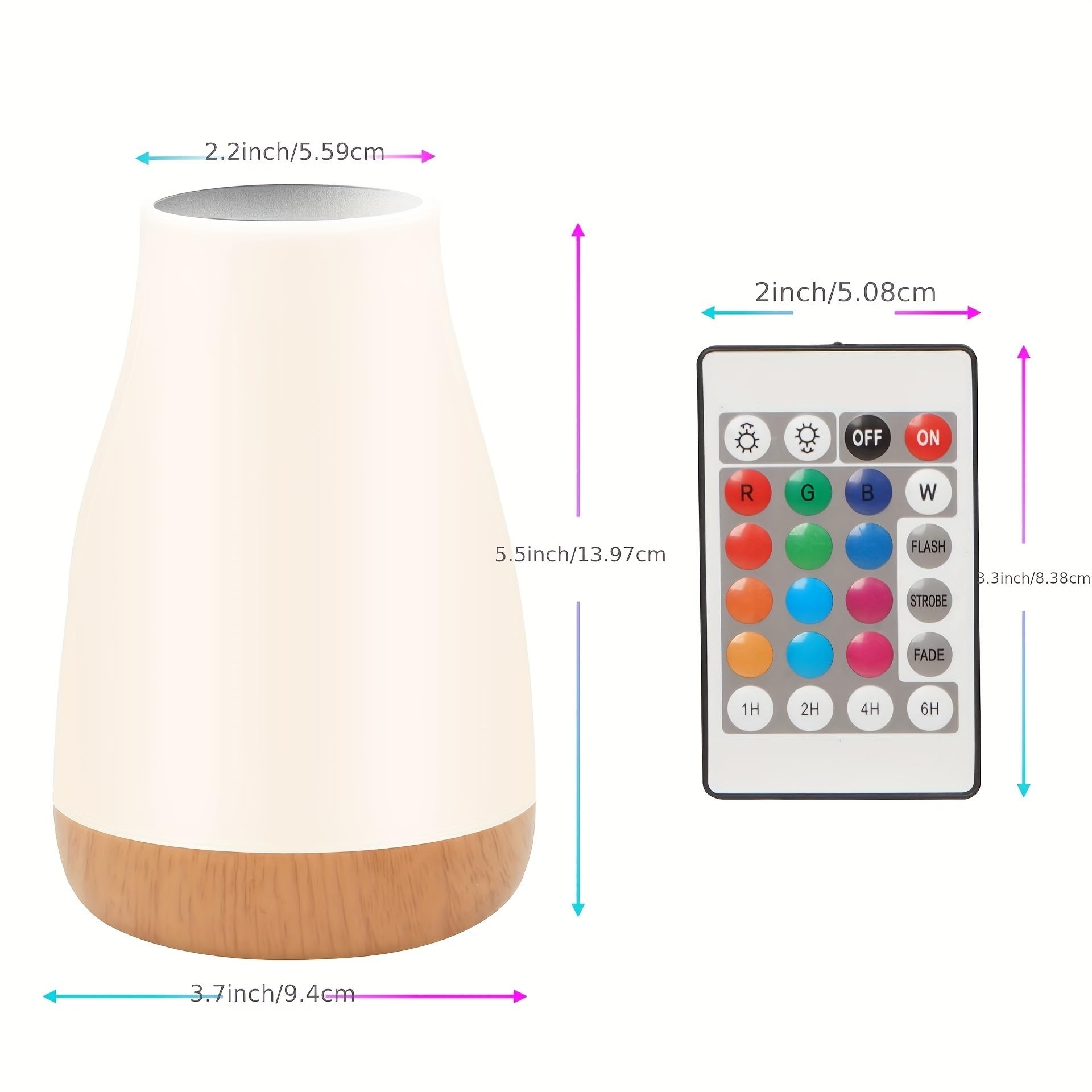 Lhyuetong 2 Pack Touch Night Light,13 Rgb Colors & 5 Brightness, Usb Rechargeable Desk Lamp, Night Light For Bedroom/Nursery/Bat