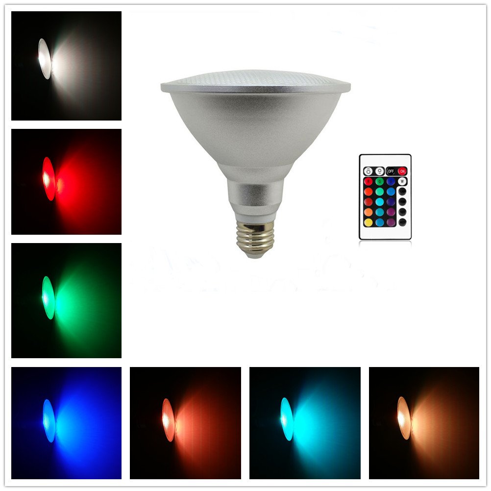 Dudu 20W Par38 Rgb Led Spotlight Bulb, 16 Color Changing, Ir Remote, Waterproof For Home & Parties