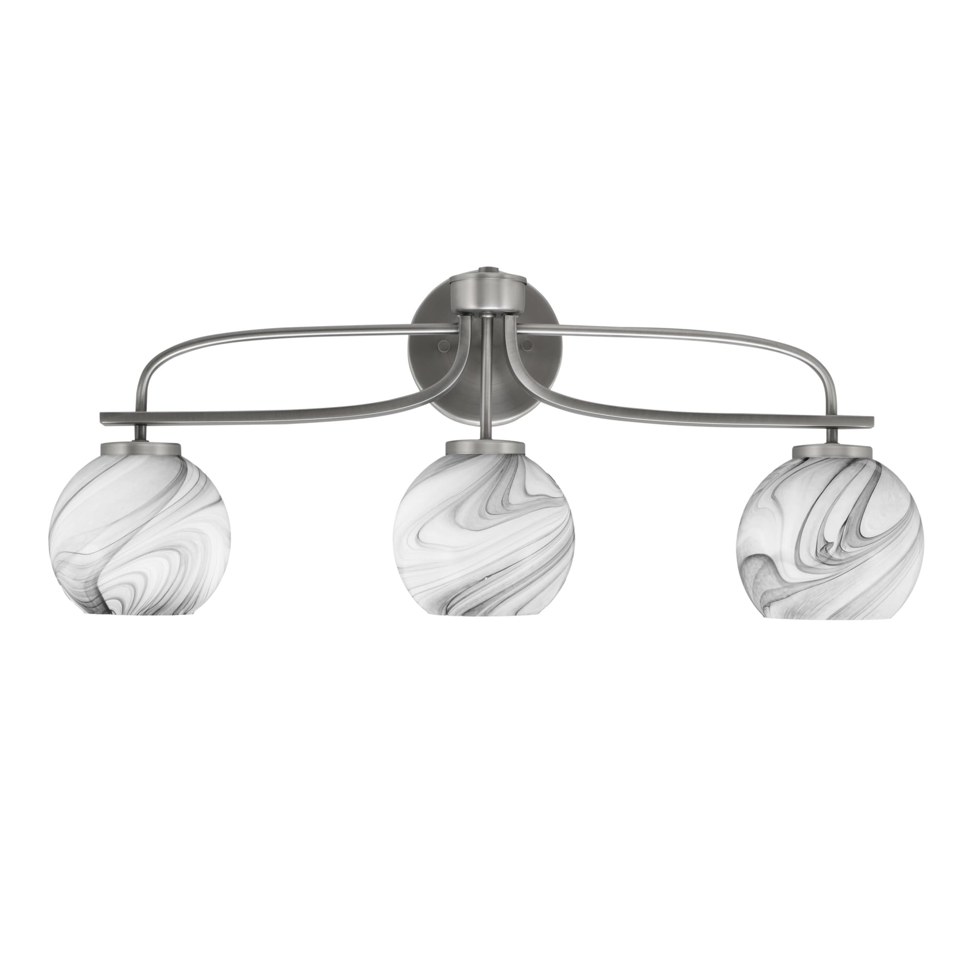 Cavella 3 Light Bath Bar In Graphite Finish With 5.75" Onyx Swirl Glass
