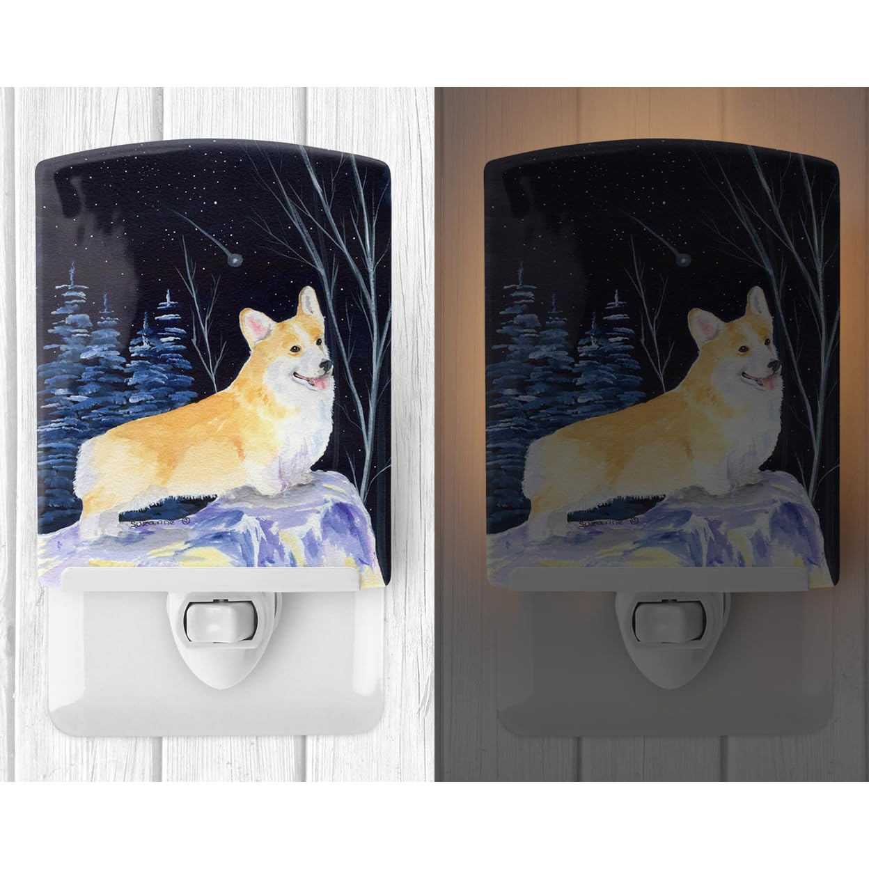 Carolines Treasures Ceramic Night Light, SS8353CNL, 6x4x3in, Multicolor, UL-Certified for Bedroom, Bathroom, Nursery, Kitchen