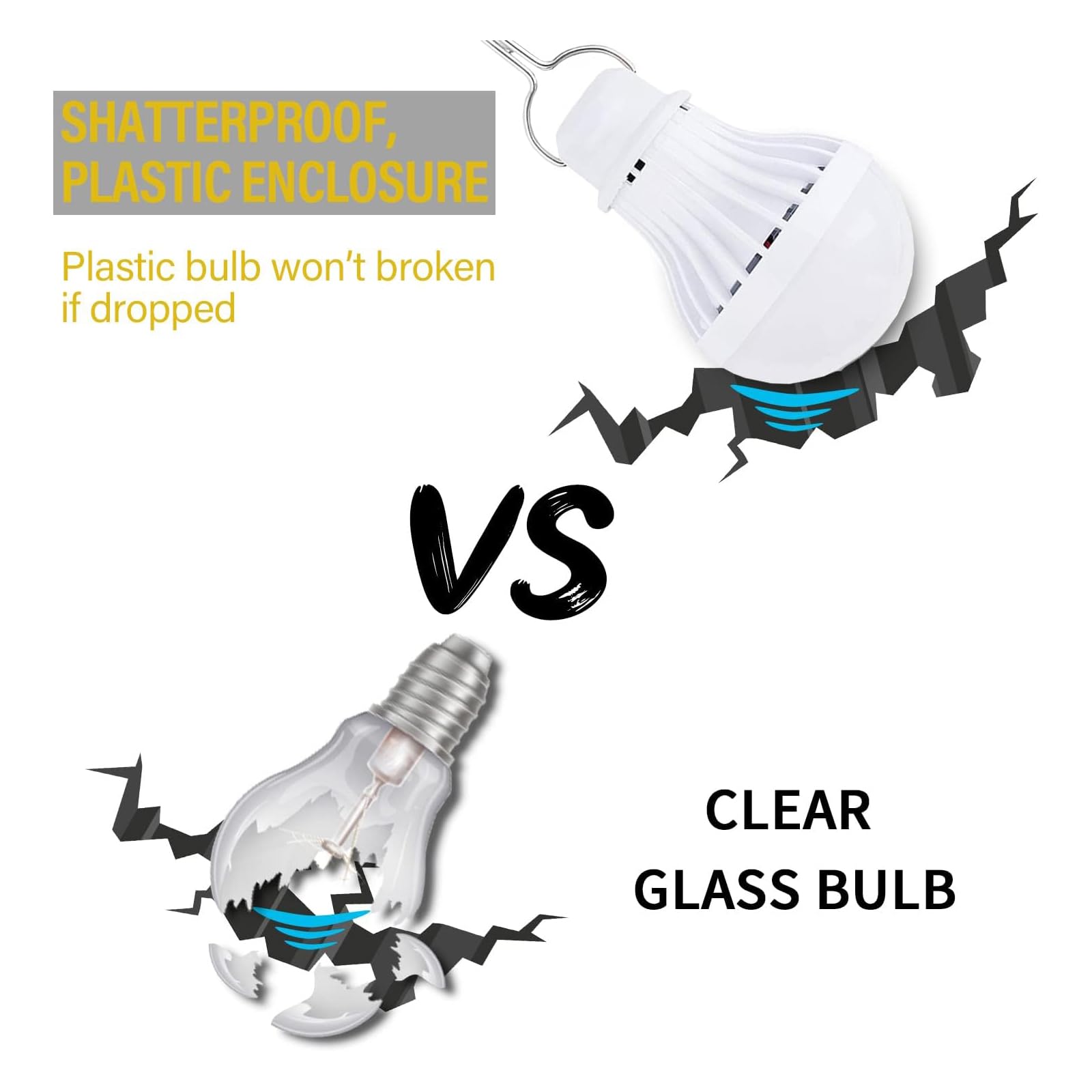 VASTPOWER 4 Pack USB LED Camping Light Bulb, 5W Warm White Tent Light with 8.2 ft Cord, Portable for Garage, Truck, Emergency Use