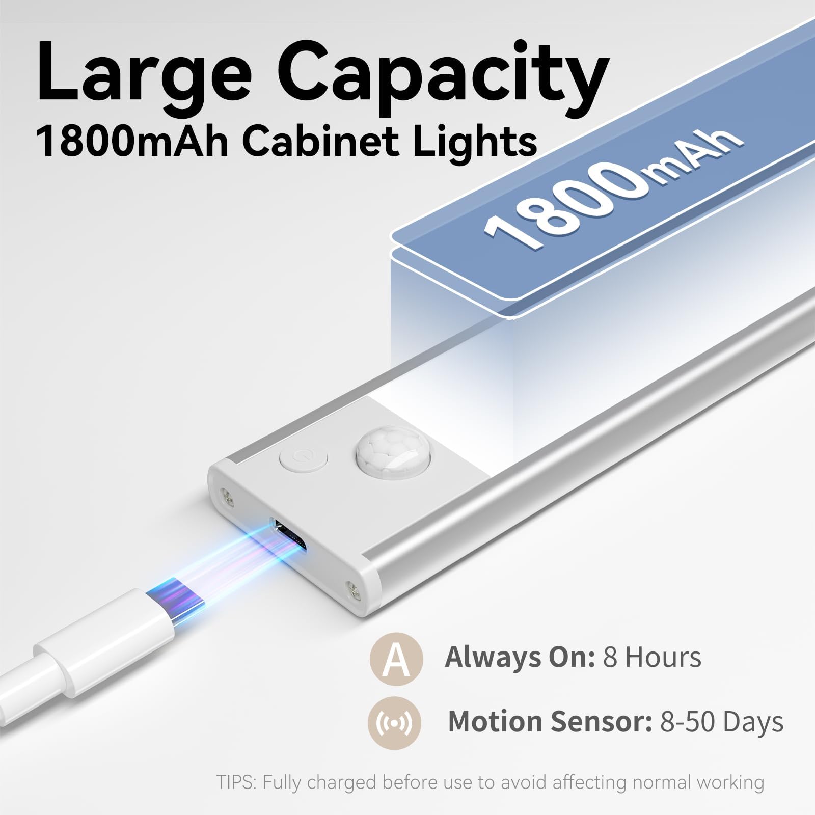 Under Cabinet Lighting  3 Color Magnetic Motion Activated Under Cabinet Lights  Rechargeable Closet Lights 1800Mah Battery Operated  Wireless Dimmable Under Counter Lights For Kitchen Hallway 2 Pack