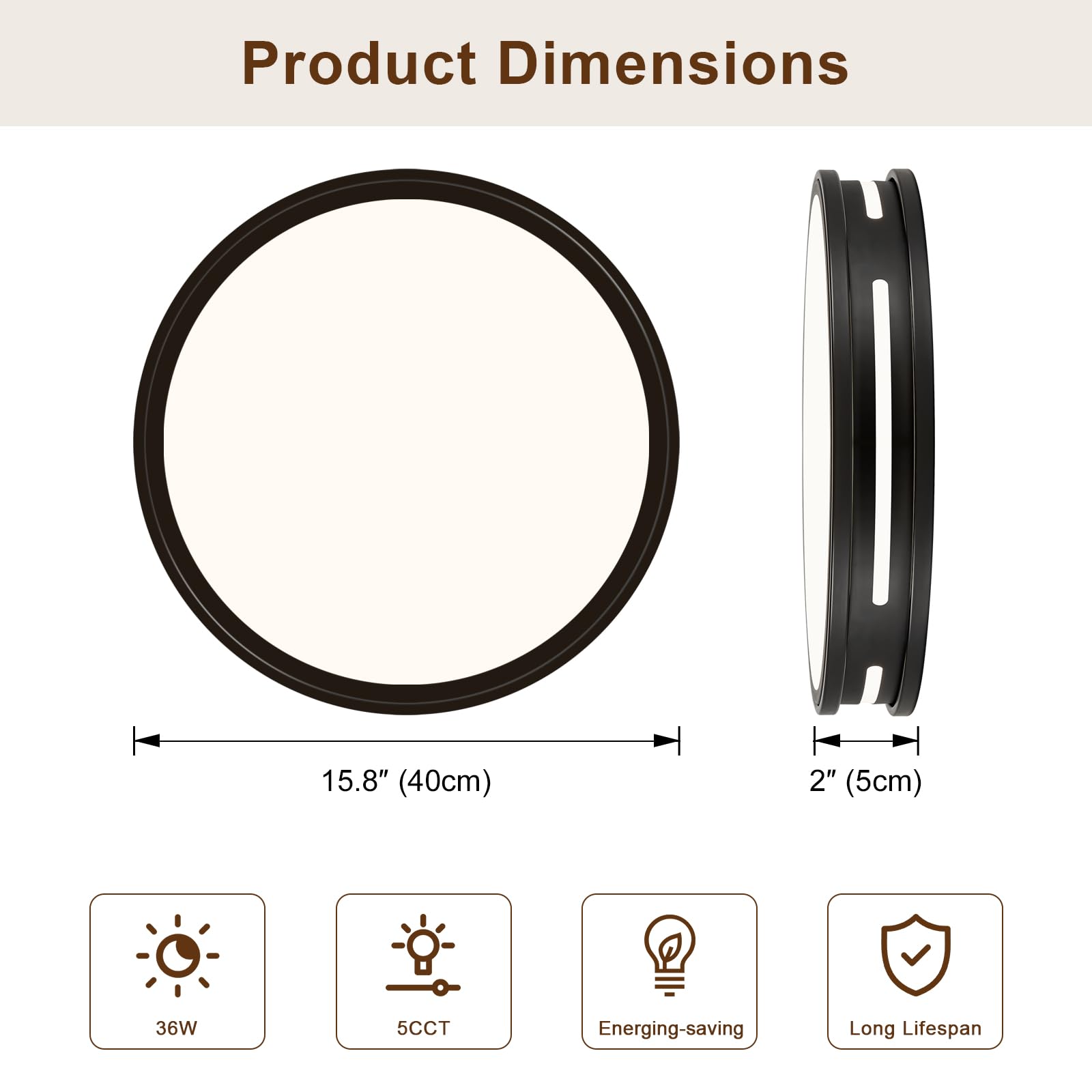 Peblto Dimmable Black Flush Mount Ceiling Lights, Modern 5Cct 2700K~6000K Led Hallway Light Fixtures, Low Profile Round Minimali