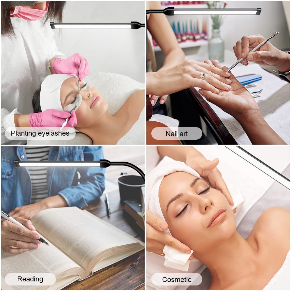 JCOTTON Bright LED Floor Lamp - Adjustable Gooseneck Eyelash Light for Makeup, Spa & Reading - Black 01