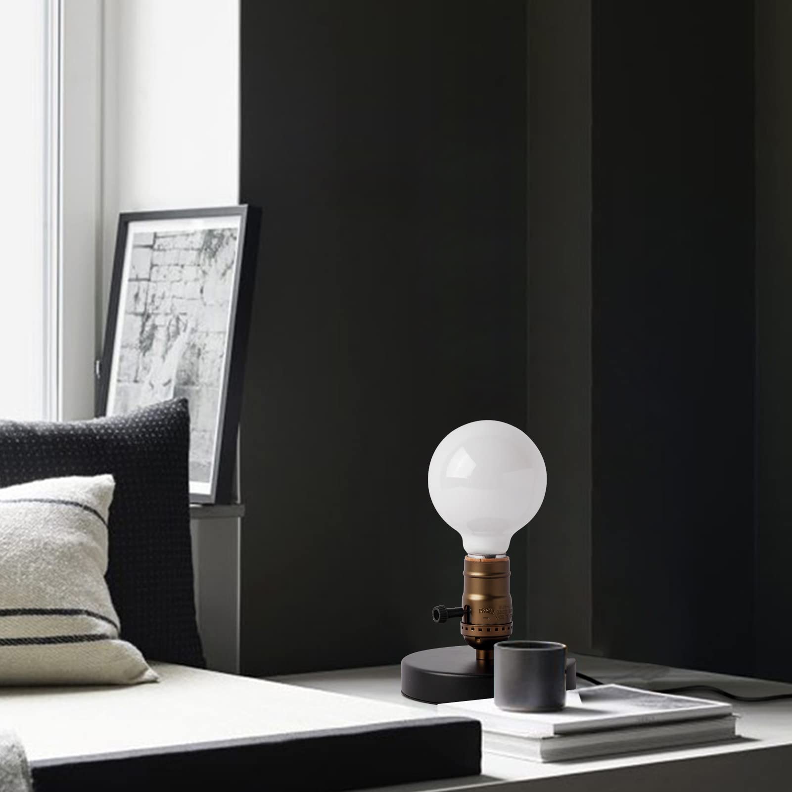 Ouxean Vintage Table Lamp, Industrial Desk Lamp Small Retro Bedside Lamp With On/Off Switch E26 Lamp Holder For Home Lighting De