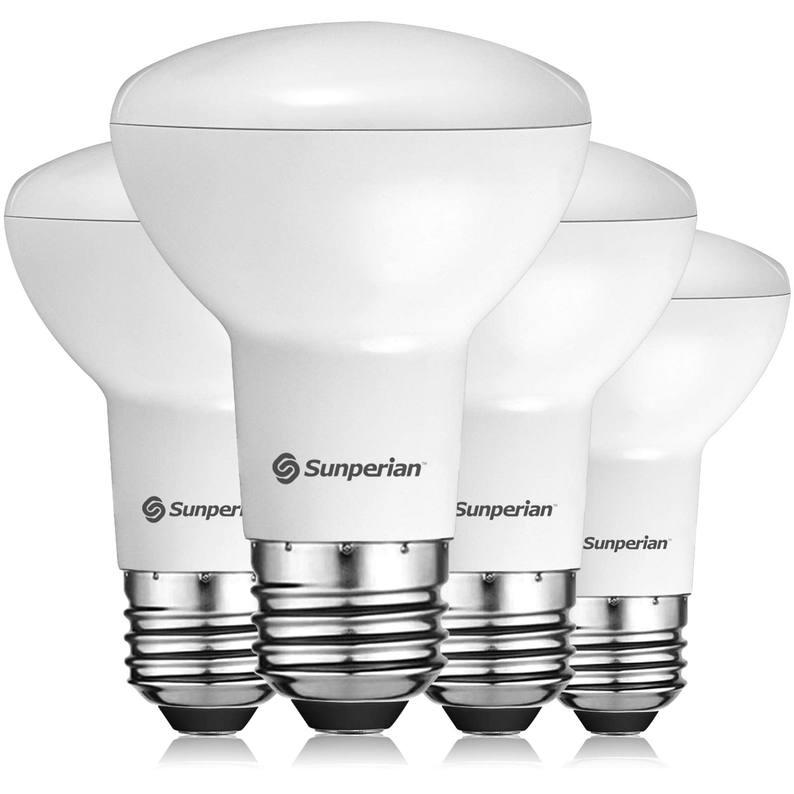 SUNPERIAN BR20 LED Bulb, 6W=50W, 4000K Cool White, Dimmable, 550 Lumens, Enclosed Fixture Rated, 4 Pack