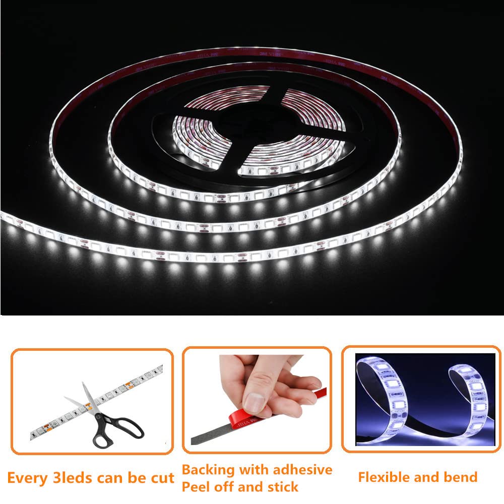 Vbakor RV Awning LED Lights, Waterproof 12V 20FT Light Strip for Campers, White