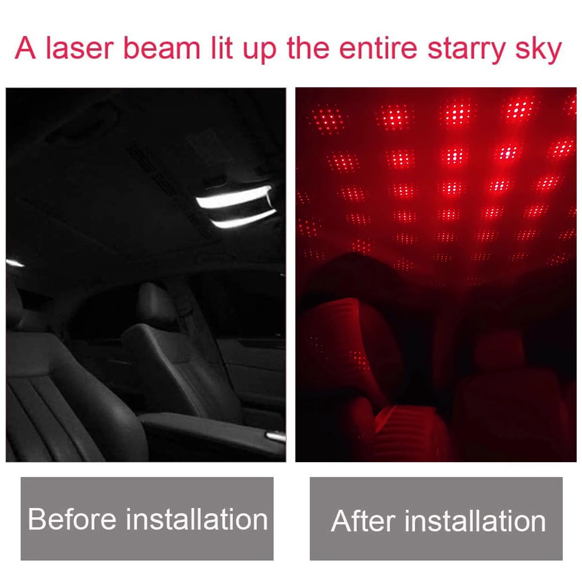 LEDCARE USB Star Projector Night Light, Portable Adjustable Romantic Interior Car Roof Lights, Portable Star Lamp Projector Deco