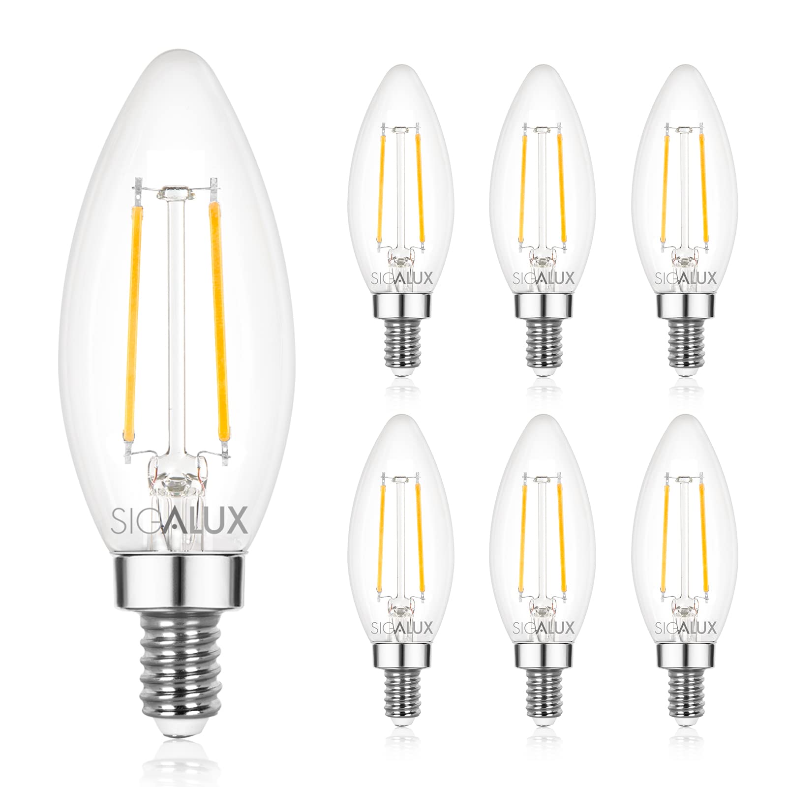 Sigalux E12 Led Bulb Dimmable, 40 Watt Candelabra Led Light Bulbs, Chandelier Light Bulbs, B10 5000K Daylight, Type B Candle Lig
