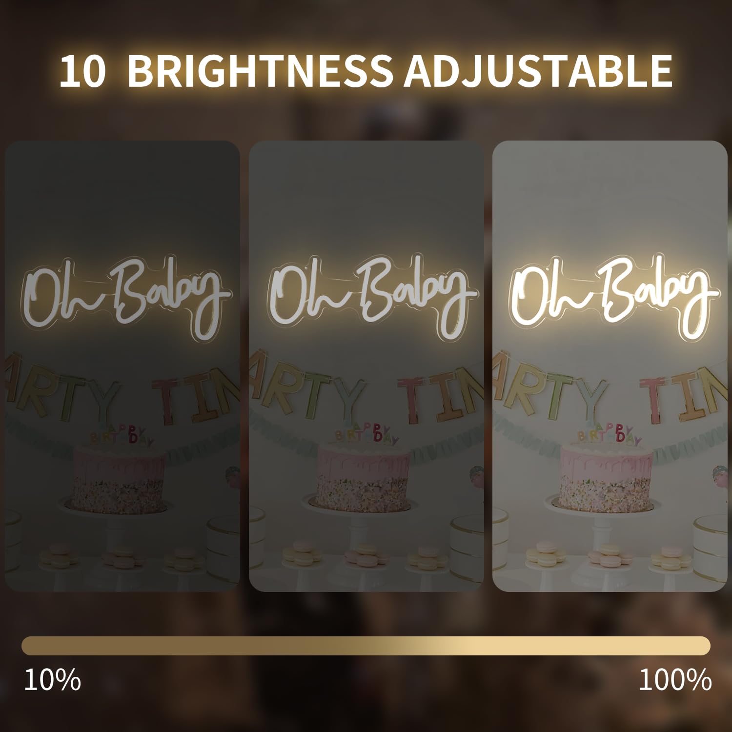 Vveikea Oh Baby Neon Sign Dimmable Neon Light Sign for Wall Decor Oh Babies Sign for Backdrop Led Sign For Baby Shower Wedding B