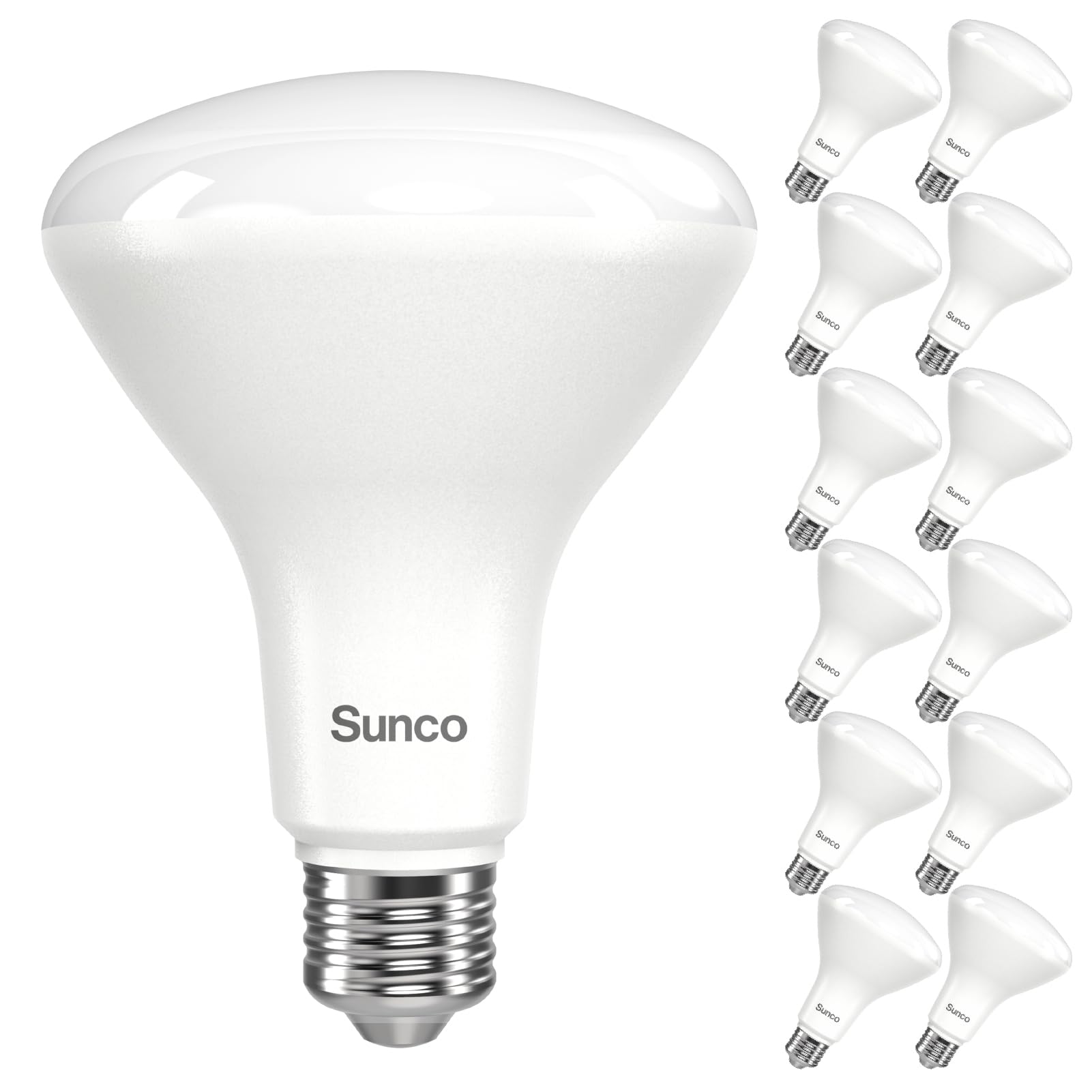 Sunco 12 Pack Br30 Led Bulbs, High Output 1200 Lumens, Indoor Flood Lights, 11W Equivalent 65W 2700K Soft White, E26 Base, Inter