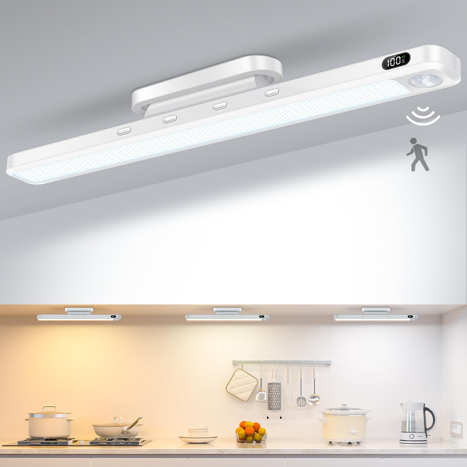 Willed 5W Motion Sensor Led Light Bar  Eye-Care Rechargeable Closet Light With Battery Level Display  Makeup Lighting  Motion Sensor Light Indoor For Cabinet  Closet  Desk And Bathroom