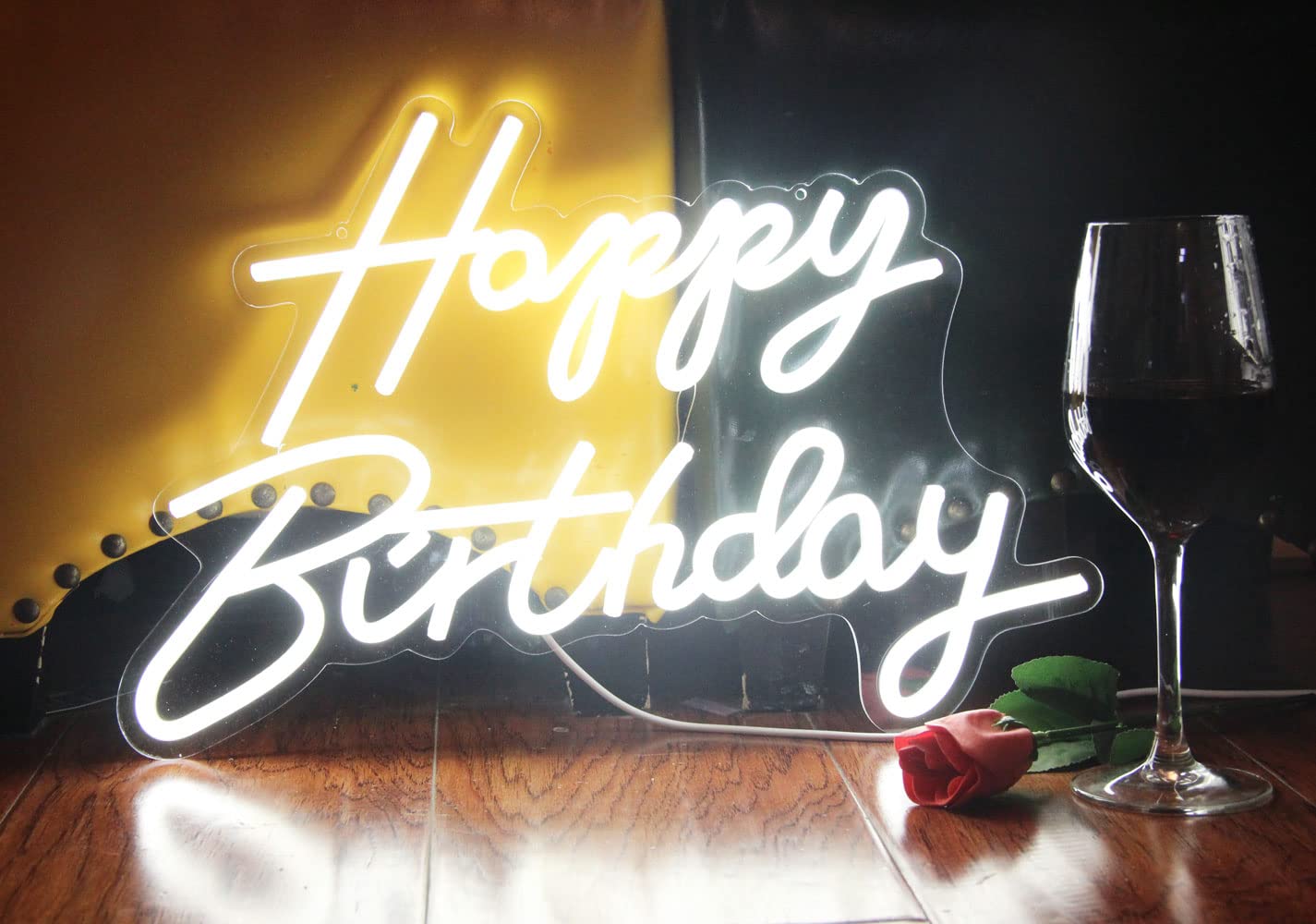 Dakabuka Led Neon Happy Birthday Sign - White Acrylic Night Light For Party, Bedroom Decor - Model Nl004