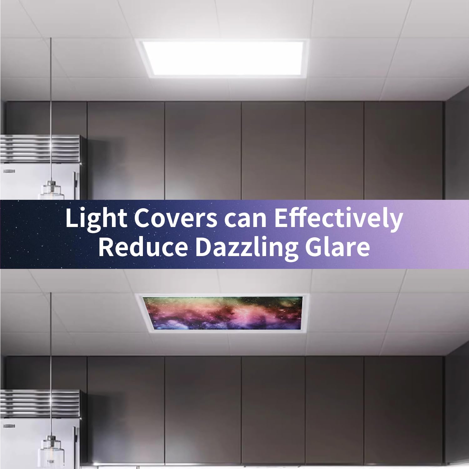 Molvyan 4 Pcs Fluorescent Light Covers for Ceiling Lights Classroom Office Magnetic Light Filters Light Diffusers for Reducing H
