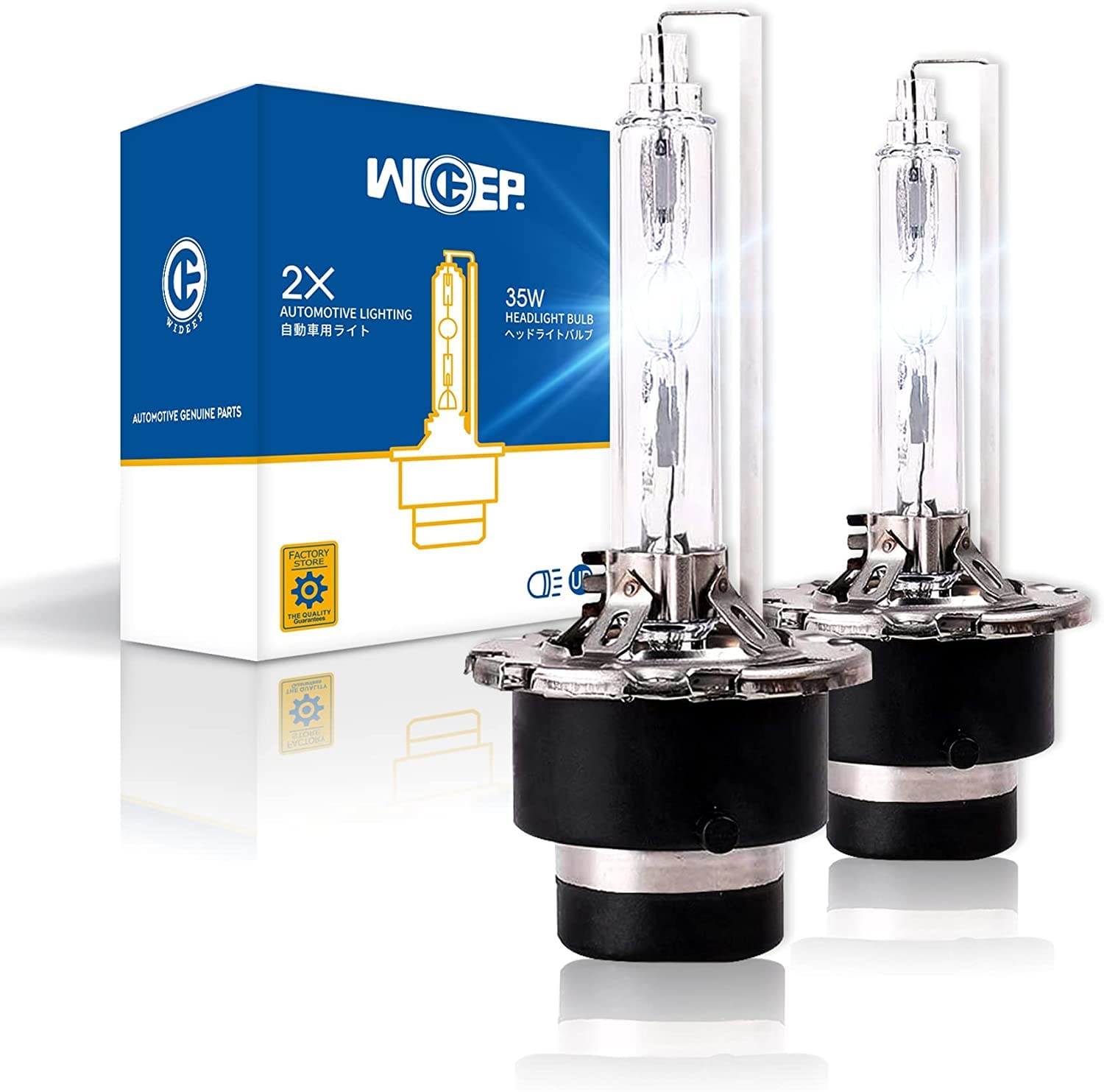 wideep D4S Xenon HID Headlight Bulbs 6000K 35W Replacement for High Low Beam, Model D4S-6000K, 2 Pcs