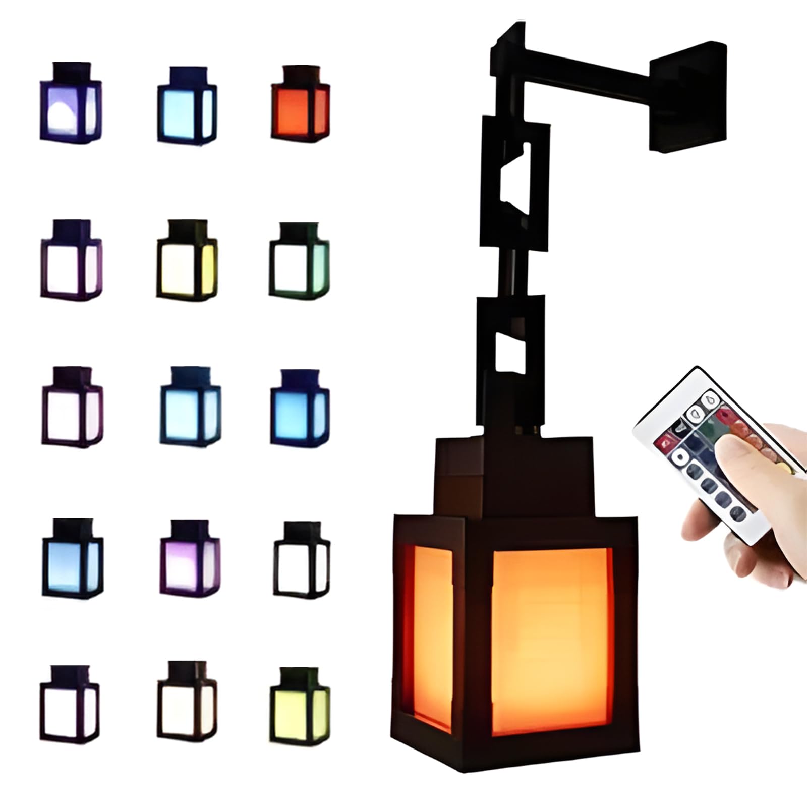 Bivpreom 16 Colors Pixelated Lantern Night Light with USB Rechargeable & Remote Control  Game Room Decor  Gifts for Boys
