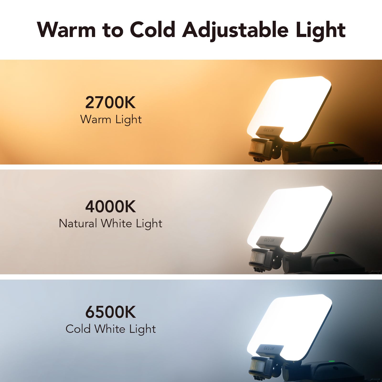 OREiN Motion Sensor Outdoor Lights 3500LM 35W LED, 3CCT, IP65 Waterproof, 2 Pack, White