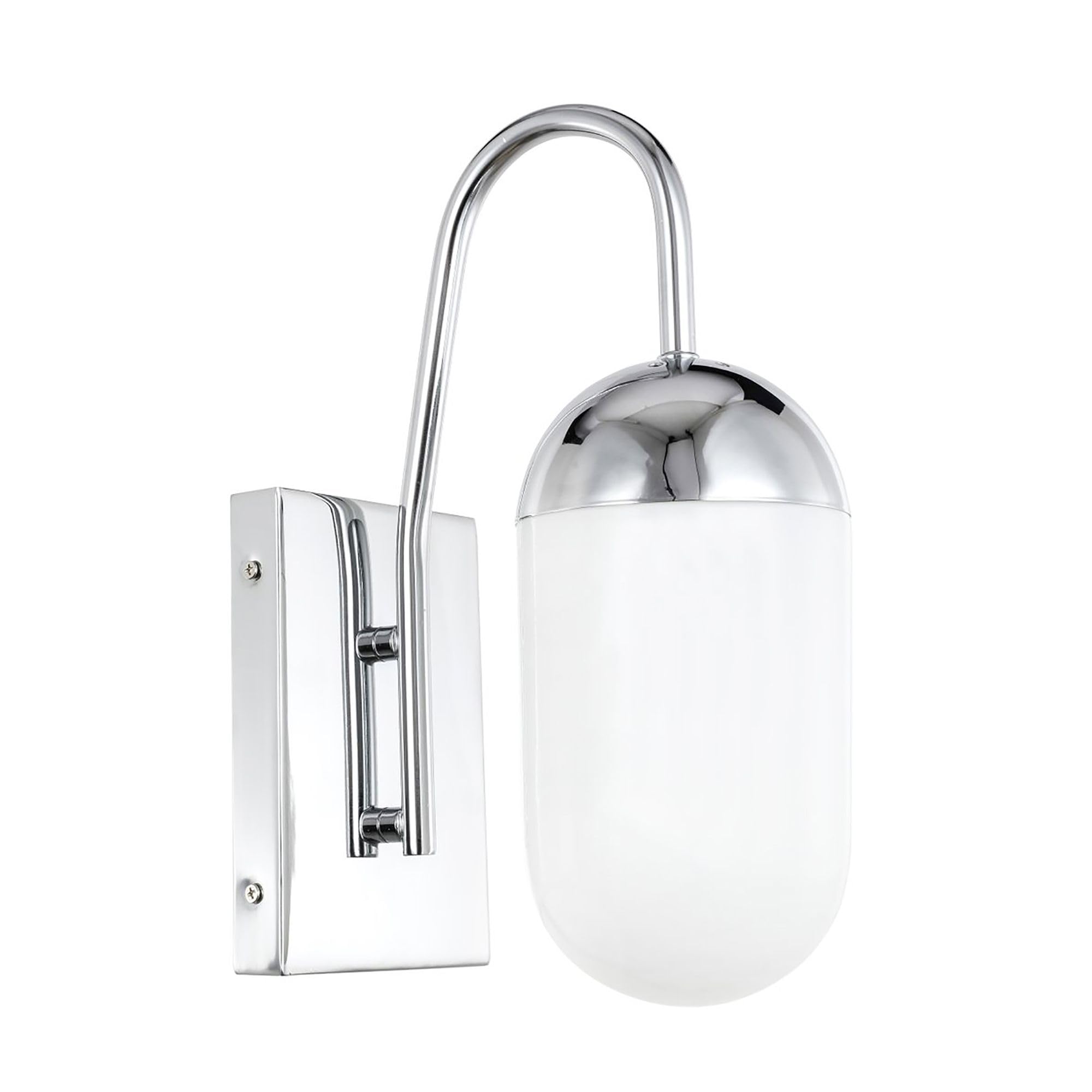 Living District Chrome Wall Sconce With Frosted White Glass, Modern Decorative Lighting 13.5"H