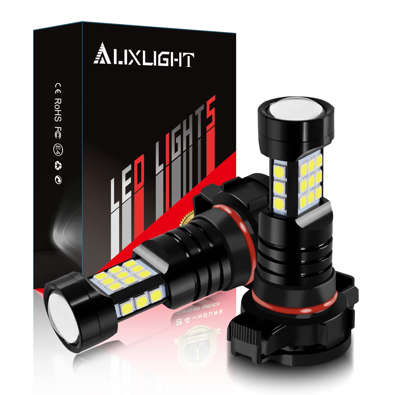 AUXLIGHT 5202 LED Fog Light Bulbs, 2400 Lumens, Xenon White, Aluminum, Replacement for Cars and Trucks