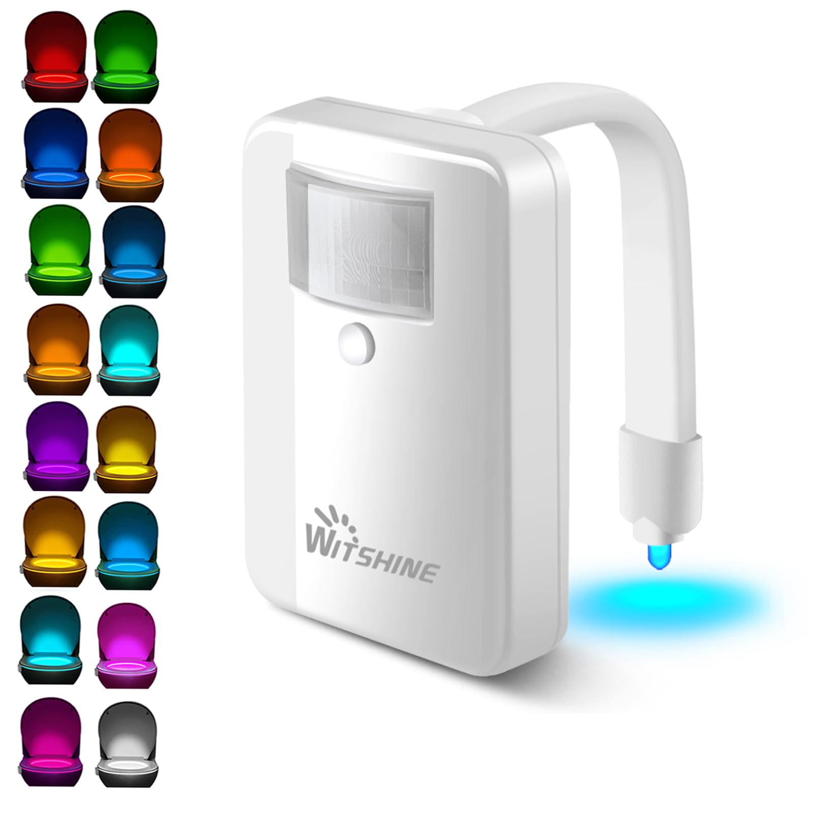 Witshine Toilet Night Light - 16 Color Changing LED Motion Sensor - White - Model 550