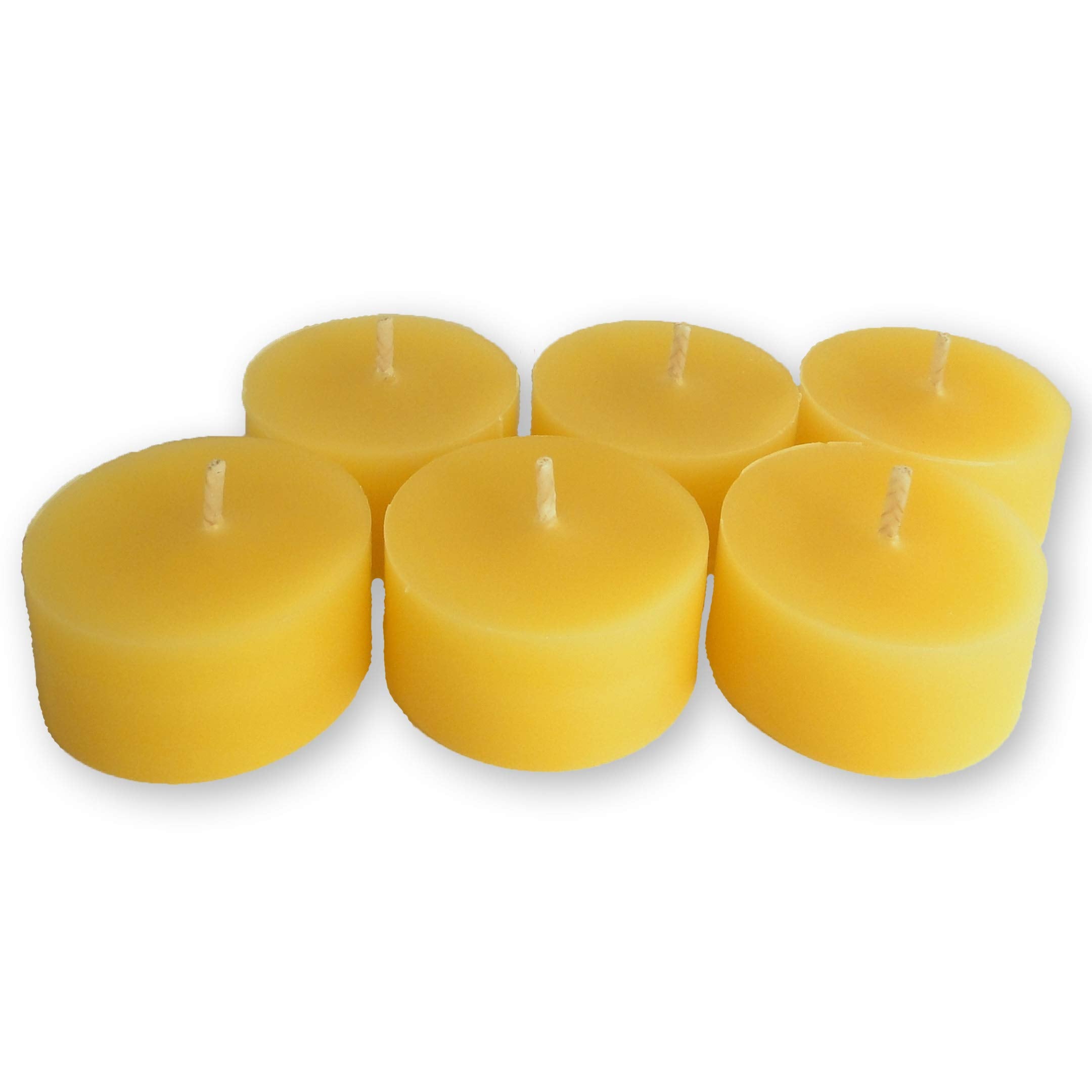 Bcandle 100% Pure Beeswax Tea Lights Candles Organic Hand Made Refills (No Cup) (6)