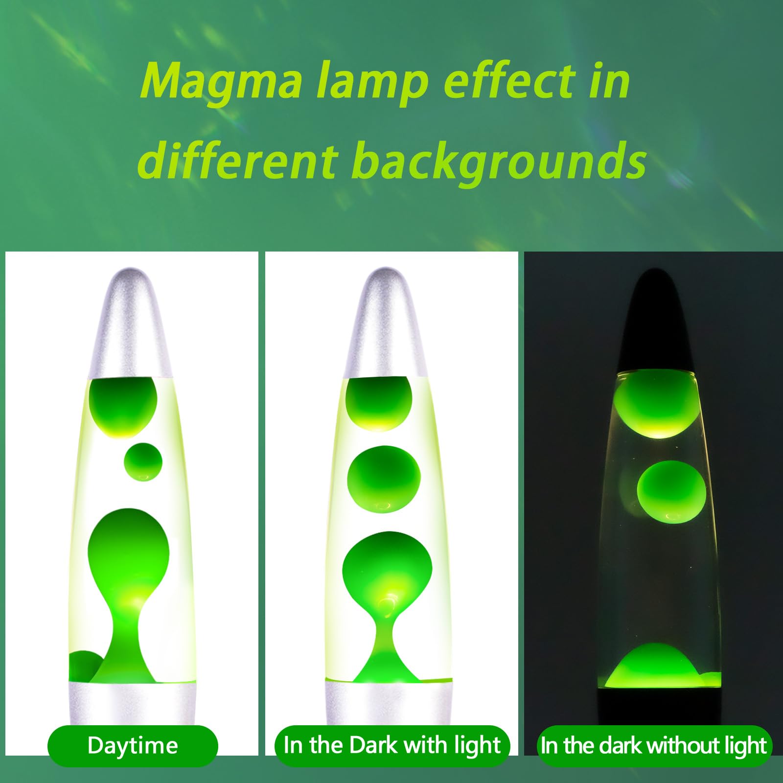 Vanful Green Magma Lamp - 13" Liquid Motion Night Light for Home - Aluminum Base, Mood Decor for Kids & Adults