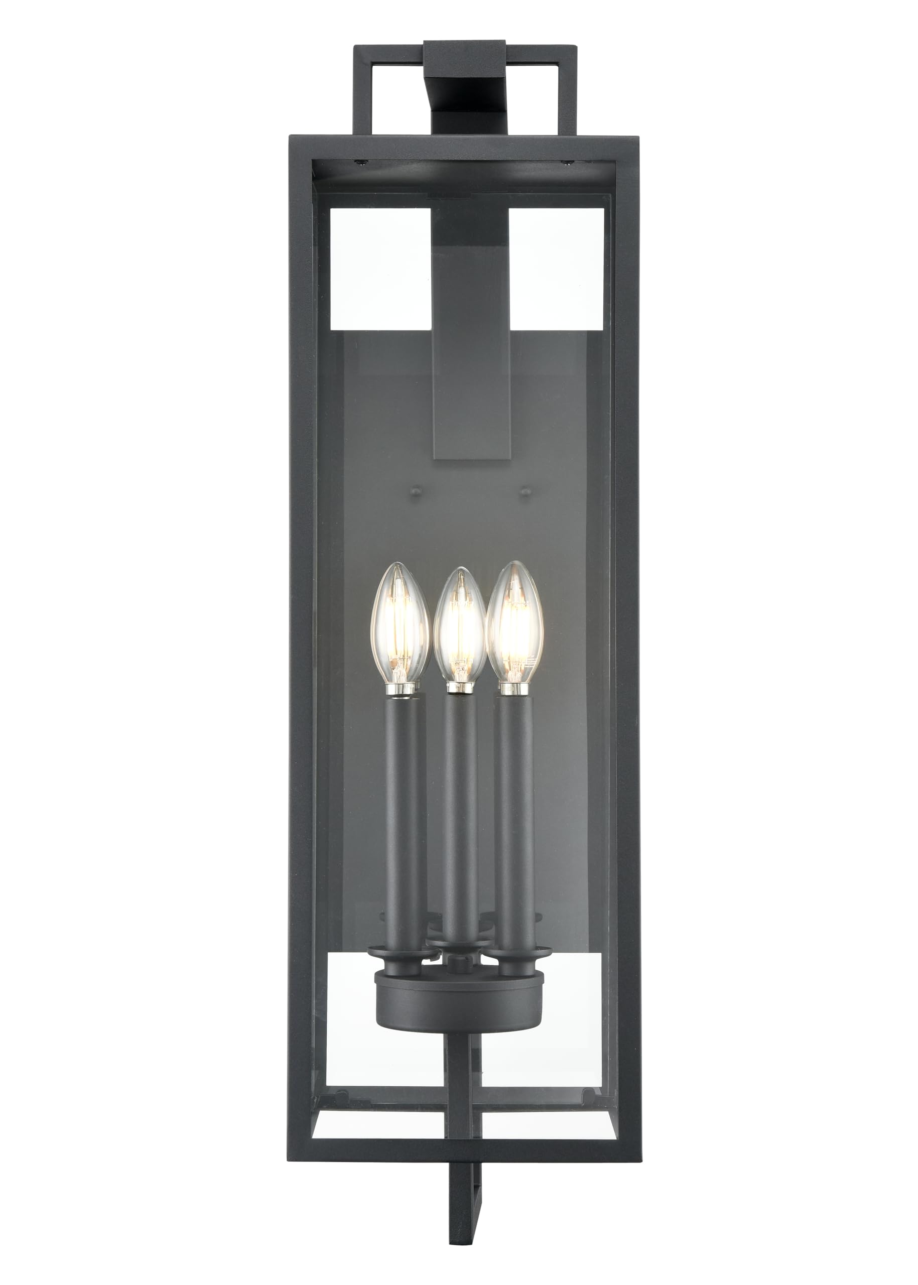ML Lighting | Lamont Collection | 280003-TBK | 3 Light Outdoor Wall Sconce in Textured Black Finish with Clear Glass Shade | Per