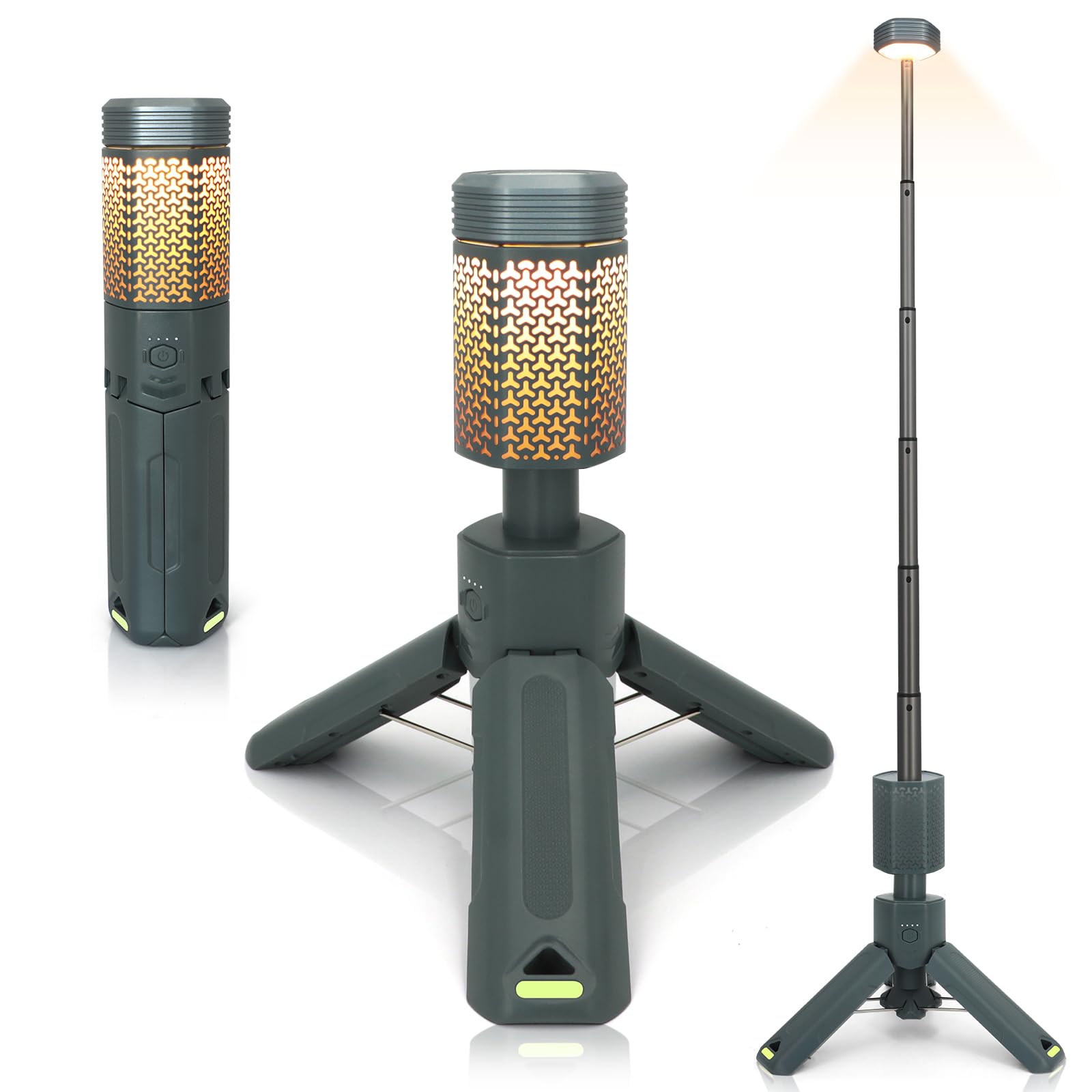 Qinzhuo Telescopic Camping Lantern, 10500mAh Rechargeable, Waterproof, Light Gray, 2.2inL x 2.2inW x 10.5inH,