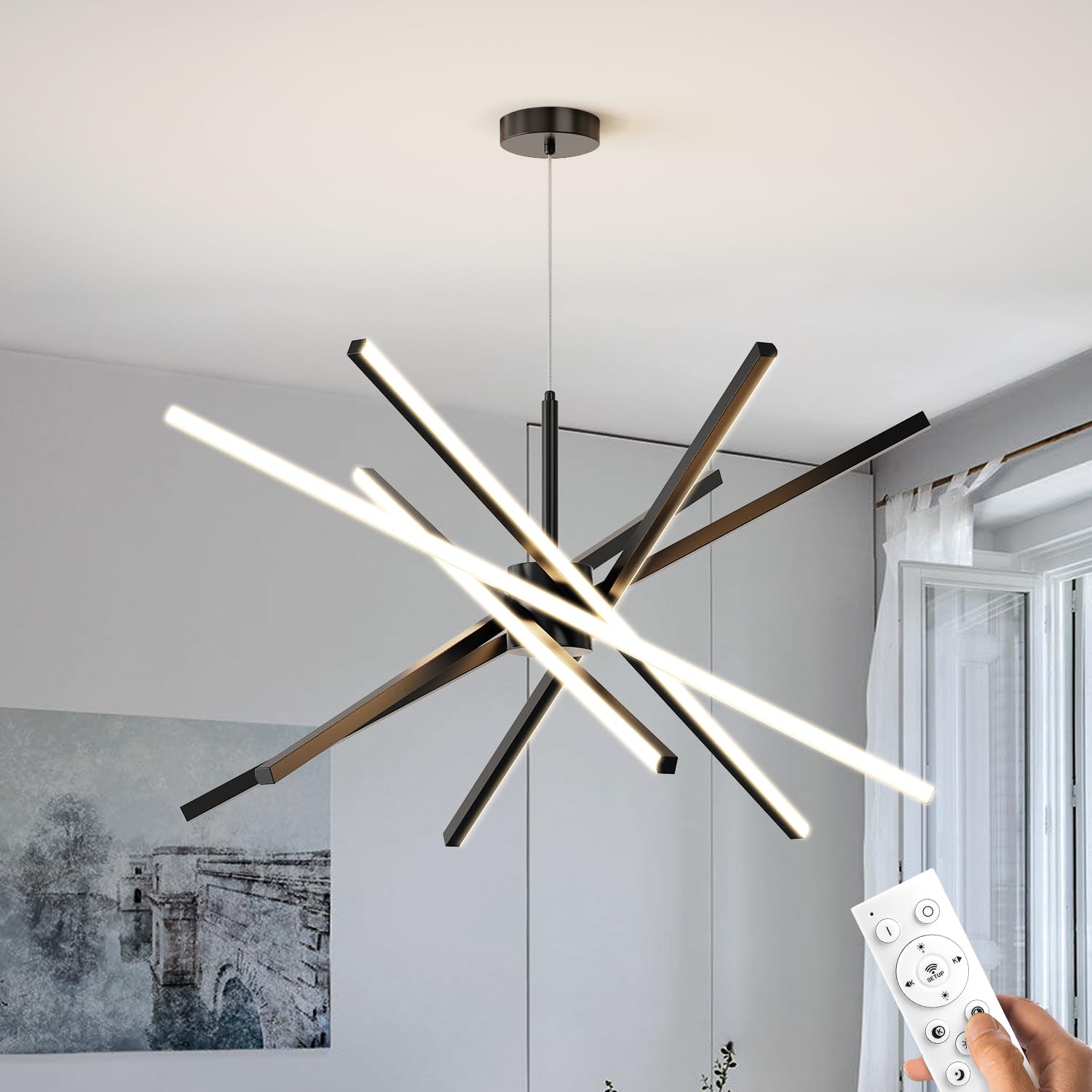 Modern Sputnik Chandelier Ceiling Led Black Pendant Light Embedded Mount Chandeliers Dining Room Light Fixtures Over Table Dimma