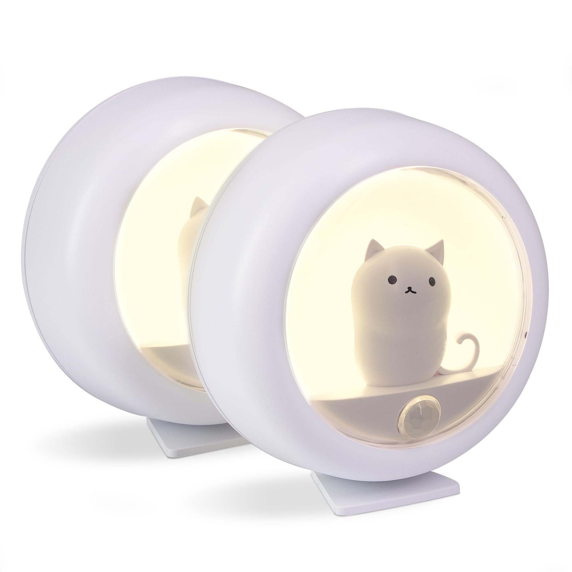 Attivolife Cat Motion Sensor Night Light, Cute Cat Magnetic LED Rechargeable Lamp with Dimmable, Portable Room Bedroom Bathroom 