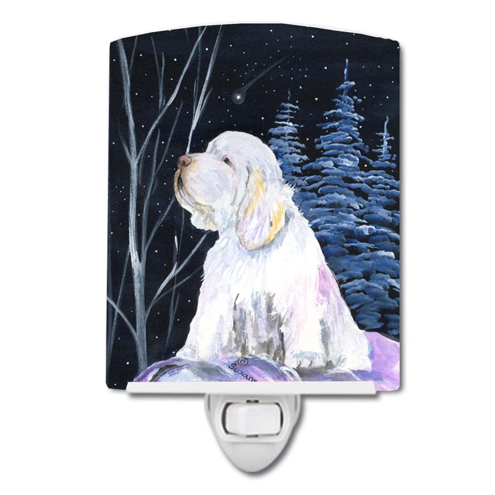 Carolines Treasures Ceramic Night Light, Clumber Spaniel, UL-Certified, 6x4x3in, Multicolor, Model SS8346CNL
