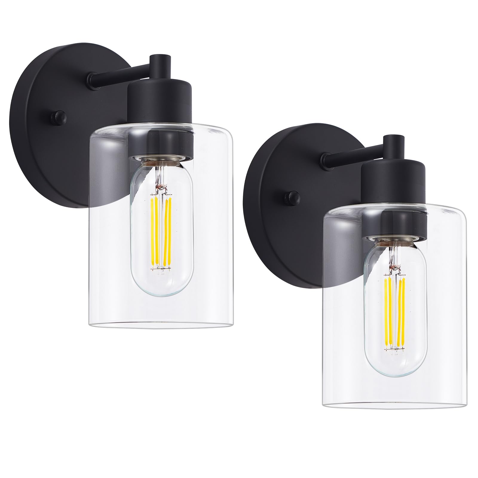 Sopeas Wall Sconces For Bathroom  Modern Vanity Light Fixtures  Black Wall Mount Lighting Lanterns  Farmhouse Wall Lights With Clear Glass Shade For Bedroom Living Room Mirror Hallway Kitchen(2Pack)