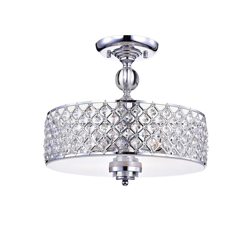 Warehouse of Tiffany RL8190CH Chrome Cross Hatch Round Lamp - Crystal Material