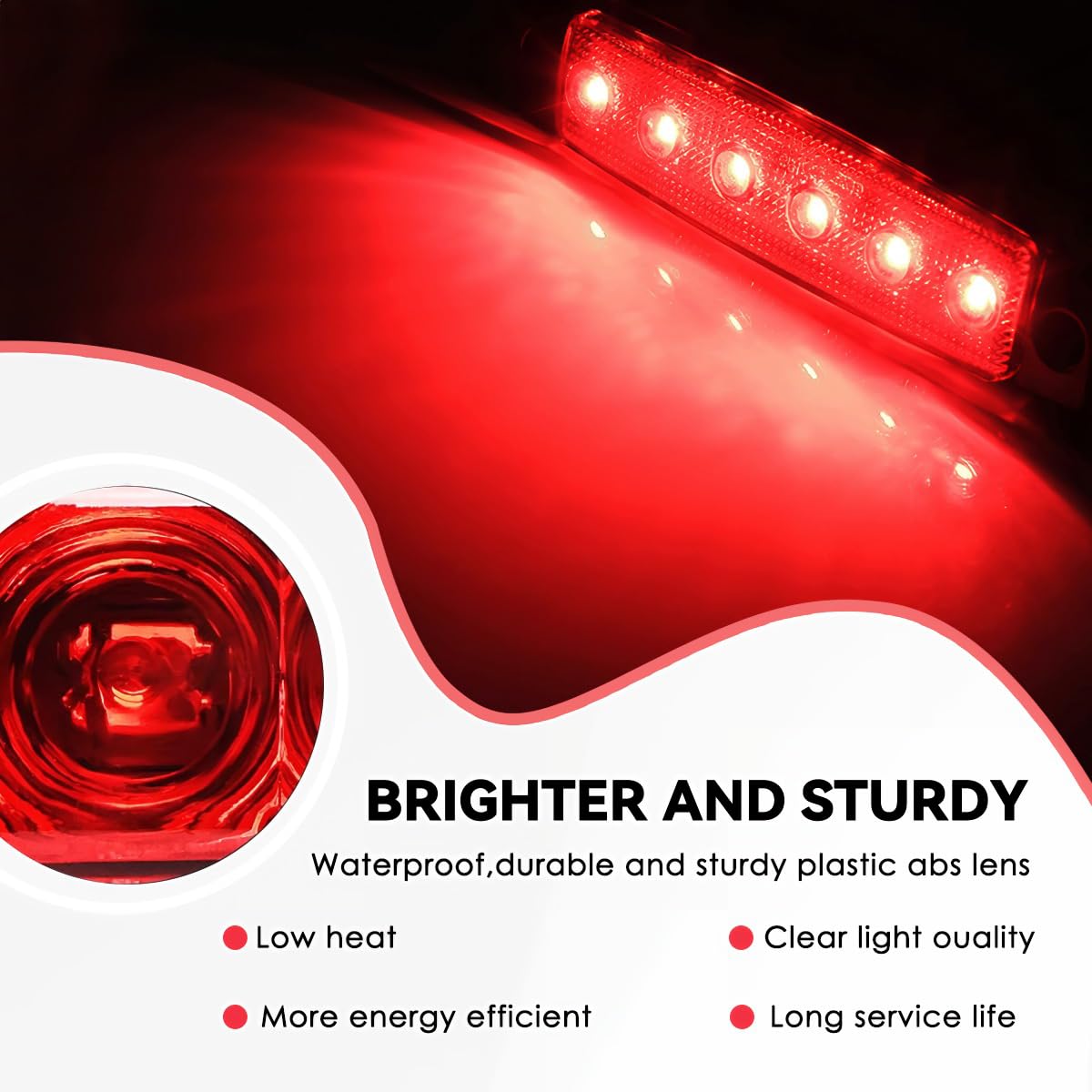 TZnponr Marine Boat Lights, 12V Waterproof Navigation & Courtesy Lights, Red, 10PCS Set for Yacht, Fishing, Sailboat, Kayak, Pontoon