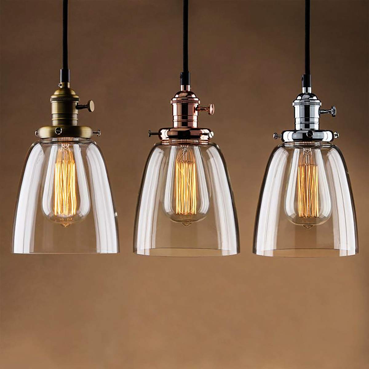 Jslinter Edison Light Bulb 6-Pack, Warm White 2200K, 60W Dimmable ST58, Clear Glass, Antique Vintage Style