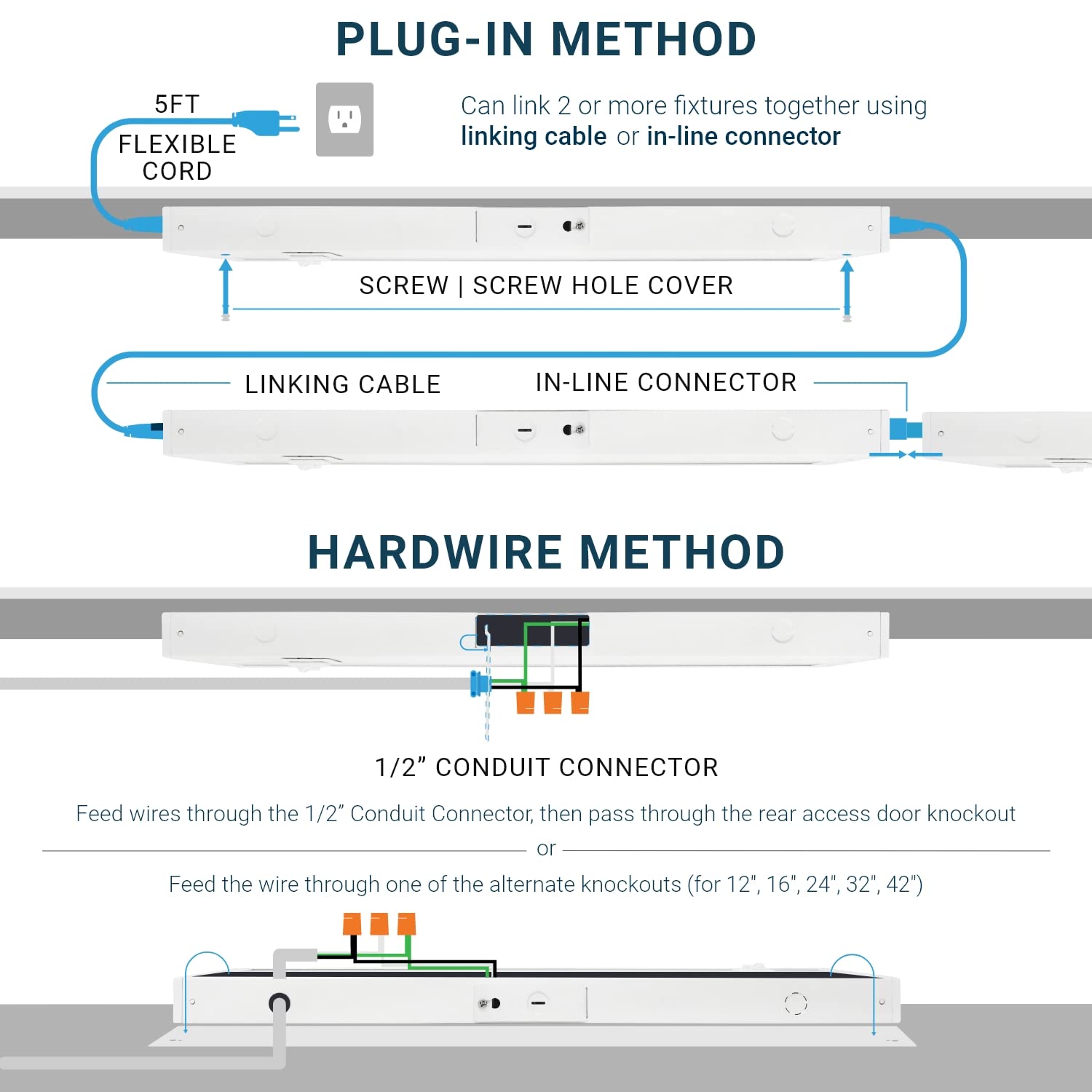 Parmida Led Swivel Under Cabinet Lighting, Hardwired Or Plug-In Installation, 42 Inch, 22W, 3Cct Color Selectable - 3000/4000K/5