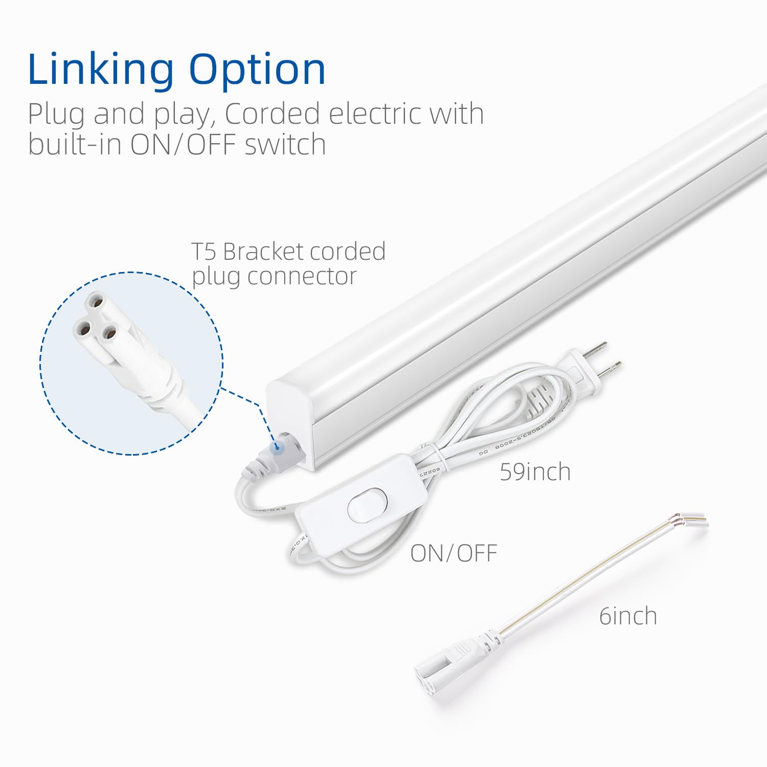 LELEJU LED Shop Light T5 2FT 1100lm 6000K 10W Aluminum Under Cabinet Fixture Pack of 2