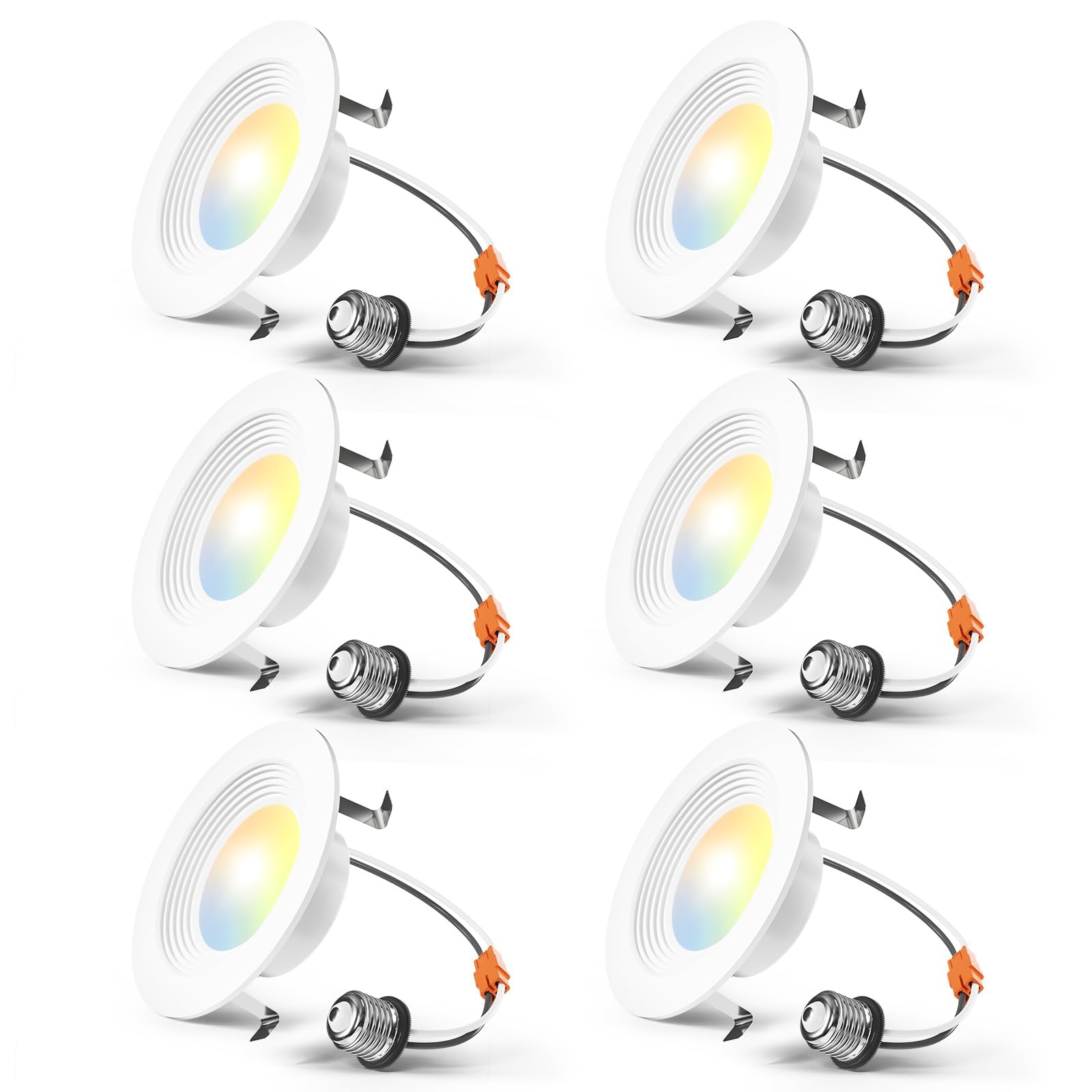 Amico 4 Inch 5Cct Led Recessed Lighting 6 Pack  Dimmable  Ic Rated  8.5W=60W  650Lm Can Lights With Baffle Trim  2700K/3000K/4000K/5000K/6000K Selectable  Retrofit Installation  Etl & Fcc