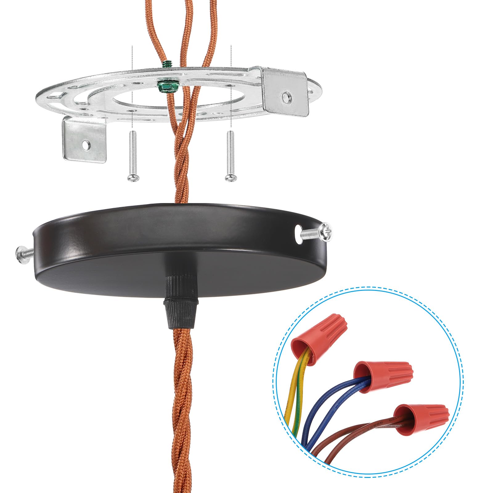 Patikil 130Mm (5.12'') Universal Light Fixture Mounting Bracket Kit, 3 Set Light Crossbar Round Ceiling Plate With Screw For Wal