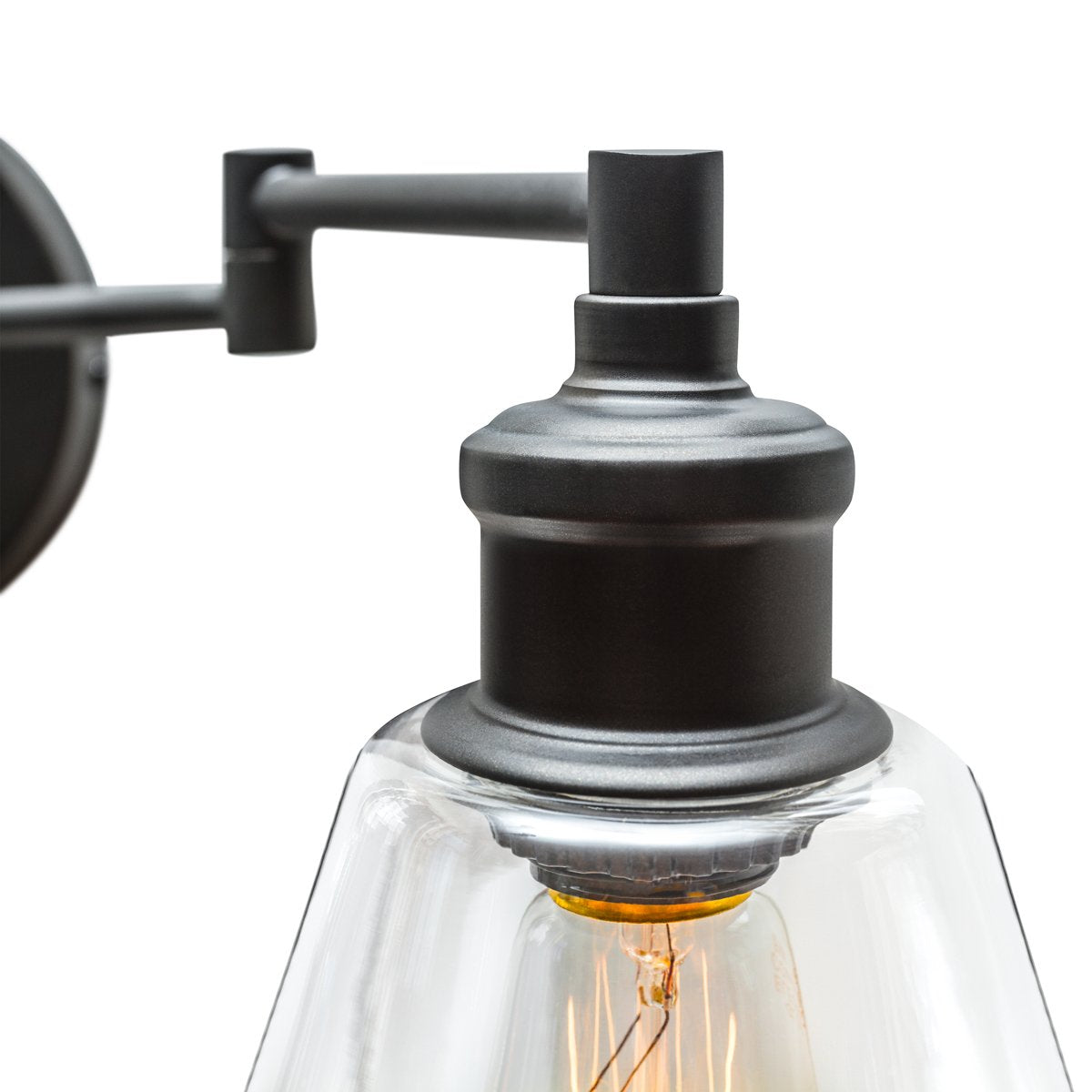 Globe Electric 65311 Industrial Wall Sconce, Dark Bronze, Metal, 12in, Plug-in/Hardwire, On/Off Switch, Clear Glass Shade