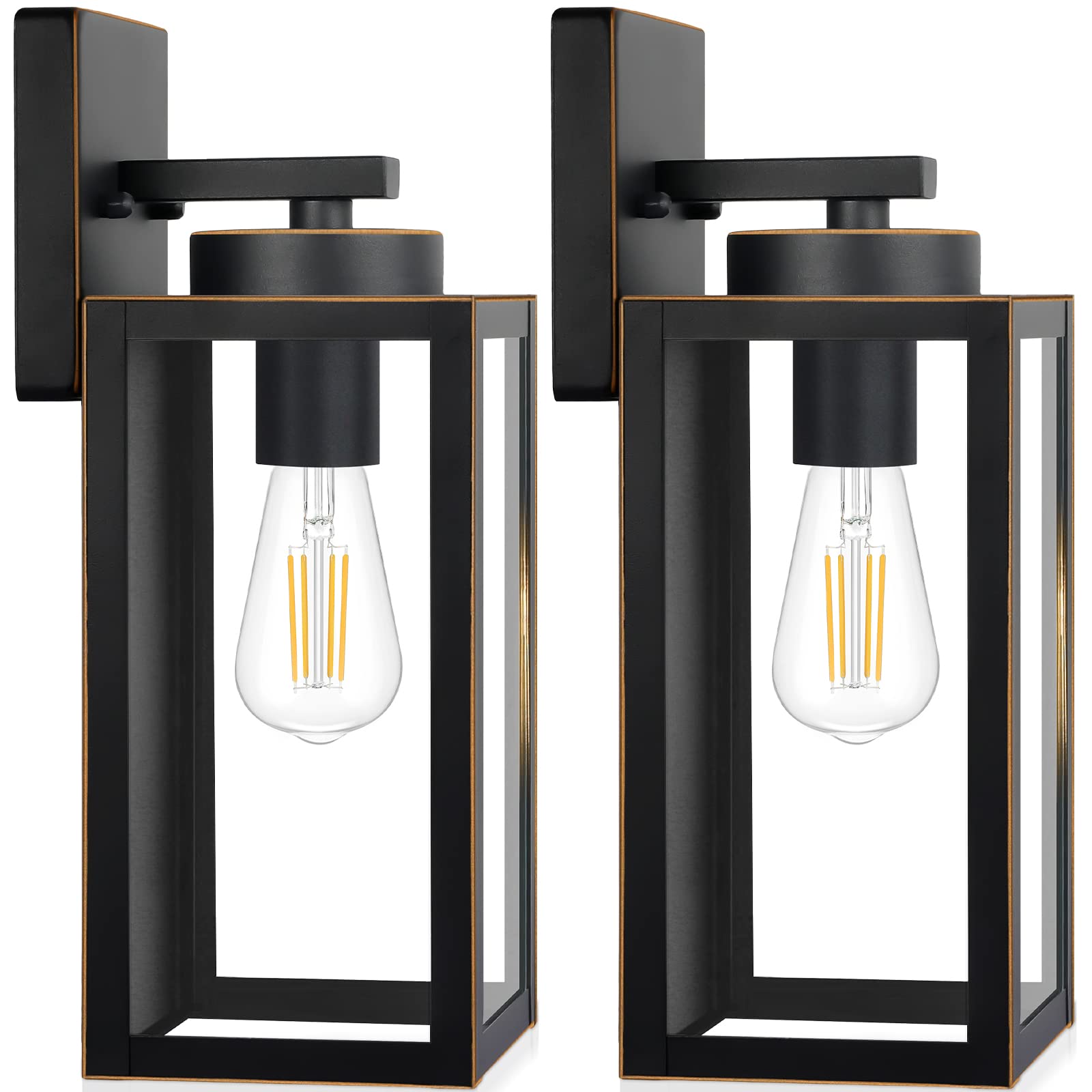 Outdoor Wall Light Fixtures, Exterior Waterproof Wall Lanterns, Bronze Porch Sconces Wall Mounted Lighting With E26 Sockets & Gl