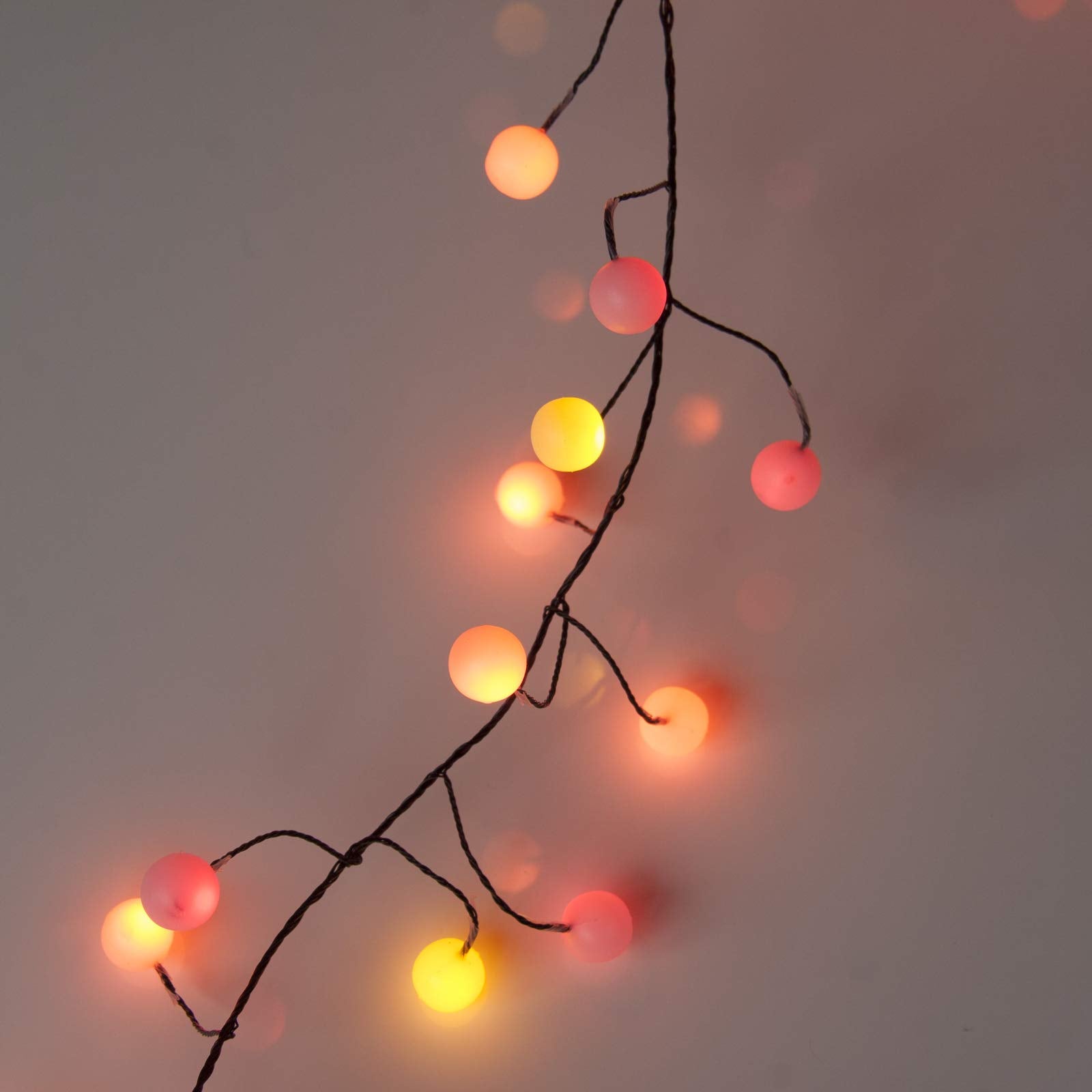 QBIS 120 Berry Cluster Lights, Halloween Fairy String Lights, Indoor/Outdoor, Red Orange Yellow, Model B120CLU-5V-SS-BL