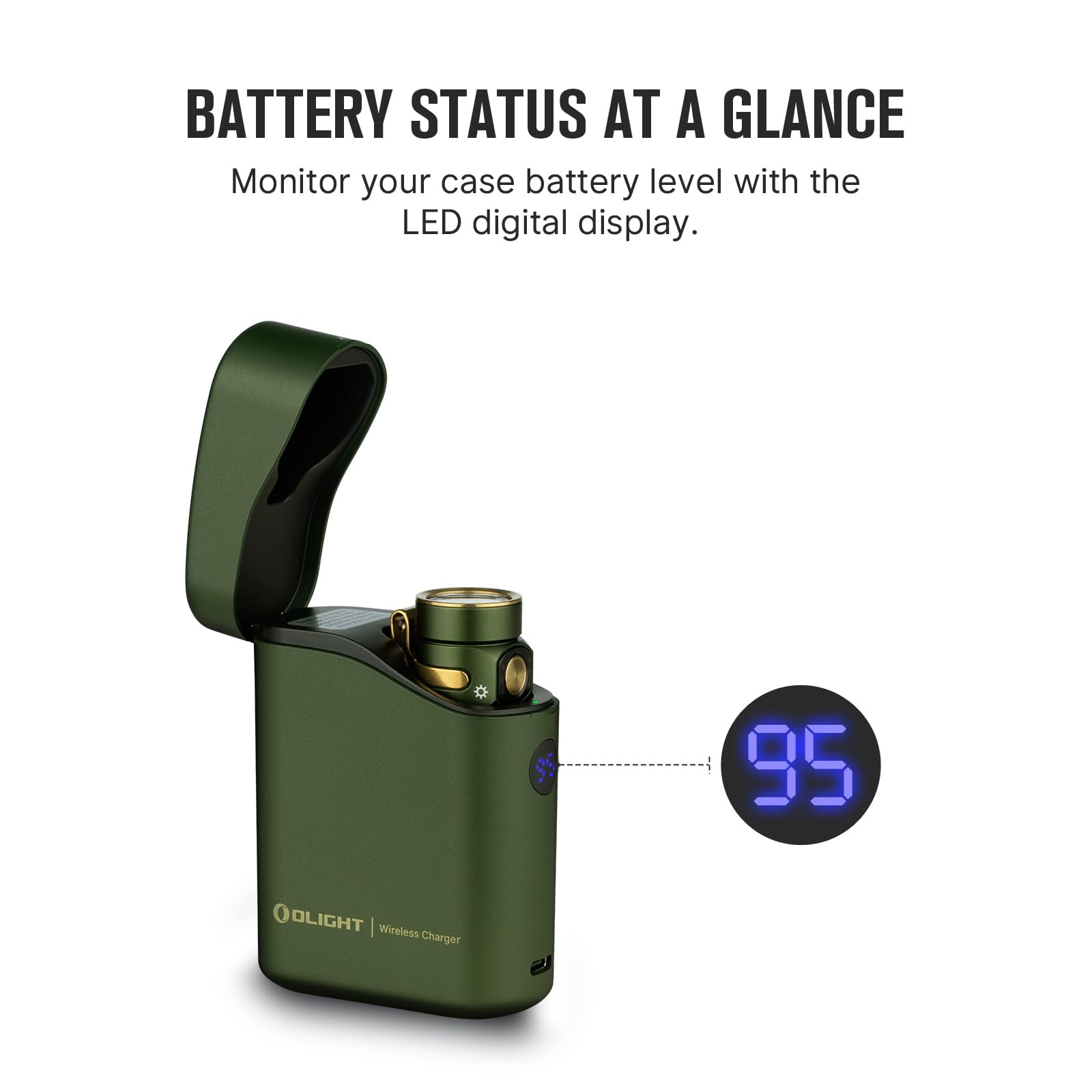OLIGHT Baton4 EDC Flashlight 1300 Lumens, IPX8 Waterproof, Rechargeable, Type-C Charging Box, OD Green, Model BATON4KIT-ODG