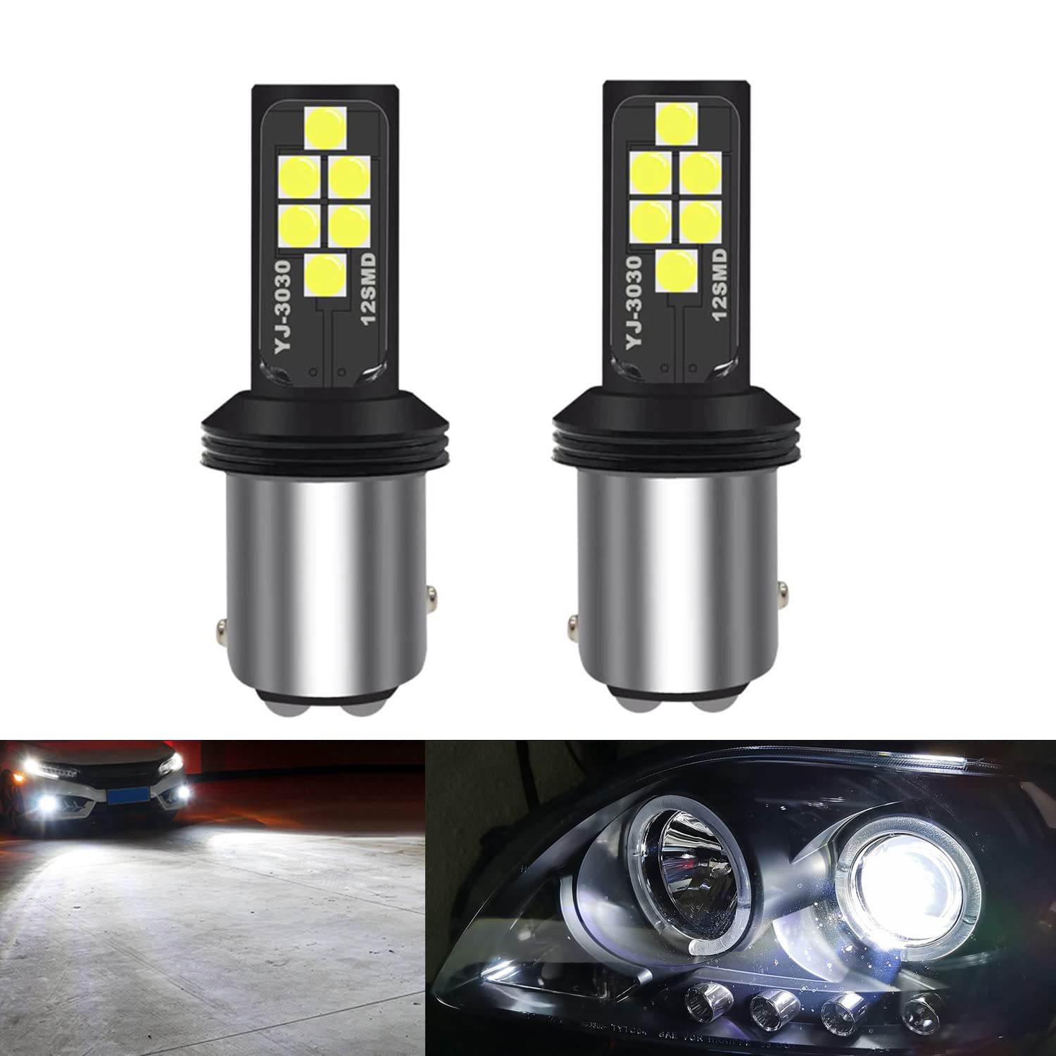 SOCAL-LED LIGHTING 1157 BAY15d White LED Turn Signal Bulb, Pack of 2, Cool White, Plastic, SMD Bright Colorful DRL Brake Lamp