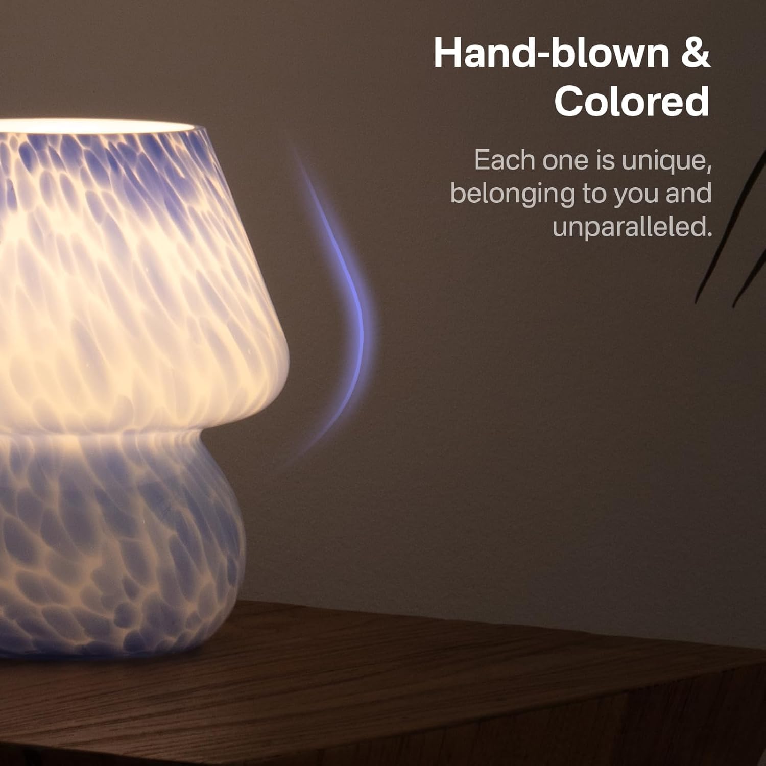 Dawnwake Mushroom Lamp Table Lamp, Small, Ceramic, Ocean Blue, Model DAWN-001, Modern Mid Century Aesthetic Decor for Bedroom and Living Room