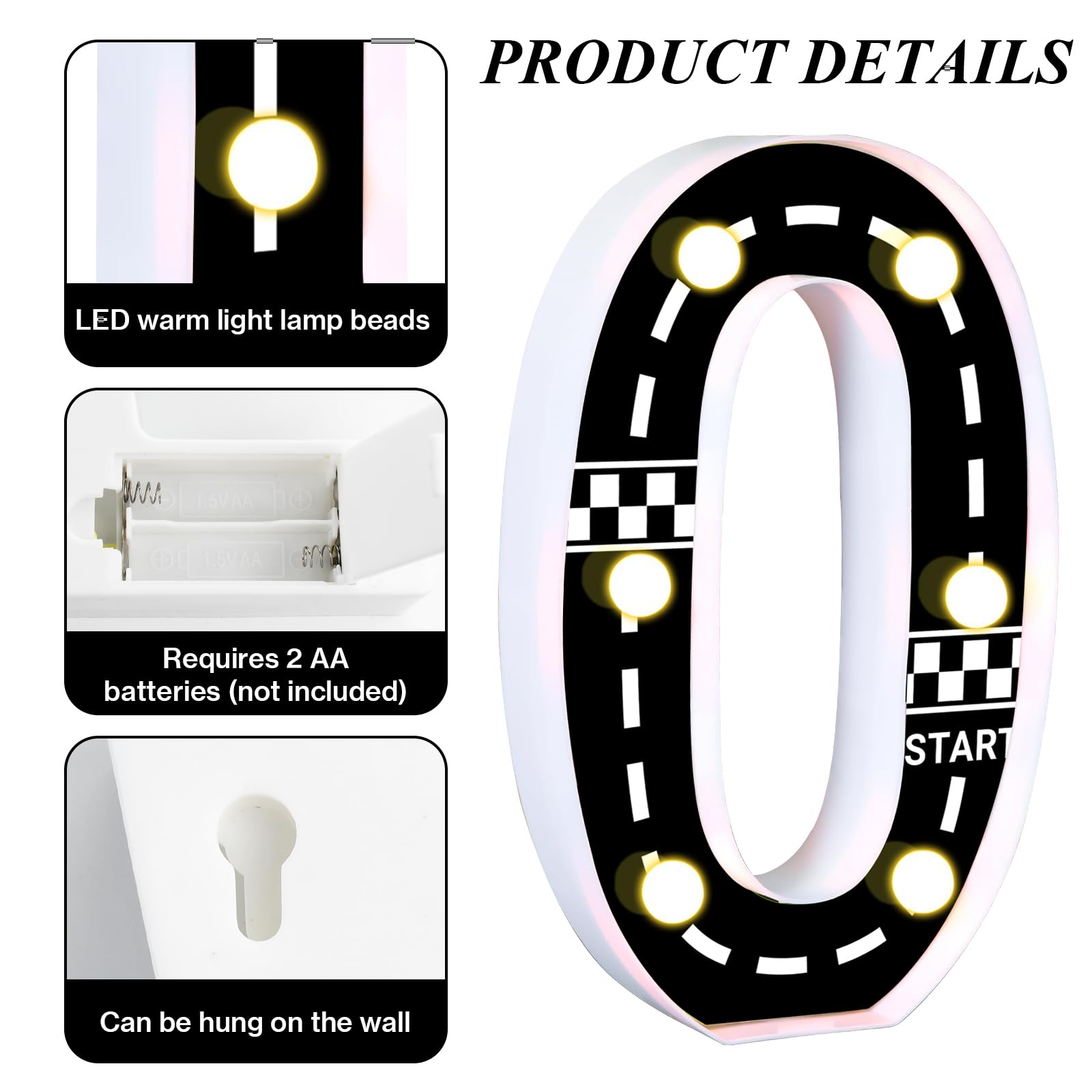 AXBMM Racing Car Light Up Sign Birthday Decorations 1 Polypropylene White+Black Model XY-298