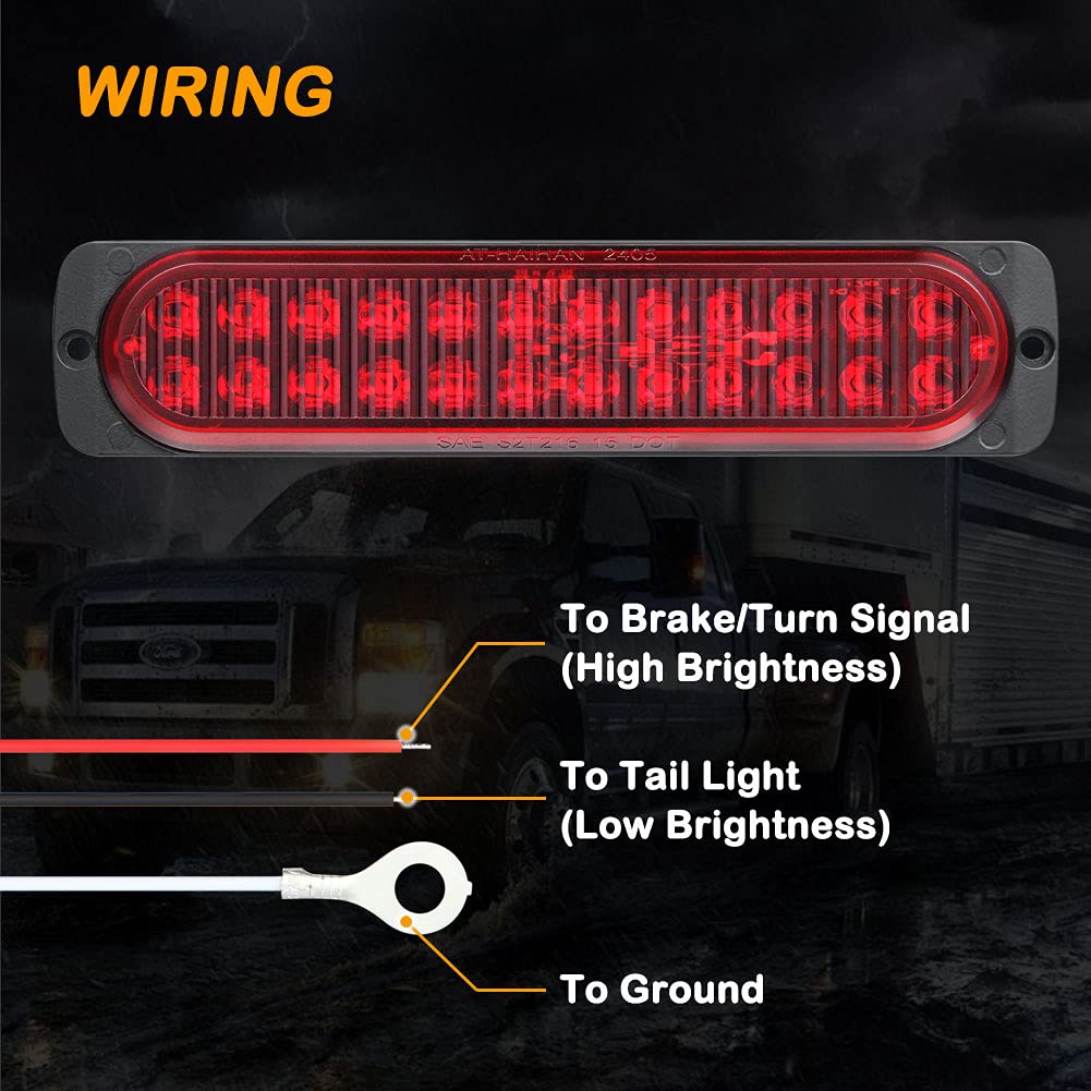 At-Haihan Pack Of 2 Aluminum Housing Red Led Trailer Stop Brake Turn Tail Lights 7.5 Inch, Dot Compliant Waterproof Surface Moun