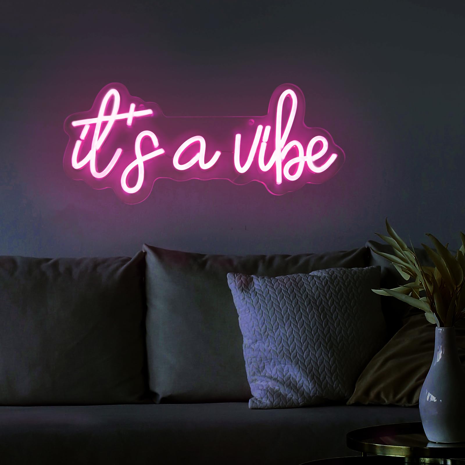 Moodlion Neon Sign - Dimmable Pink LED Wall Decor, 16.2x7.5 IN, Glass, Perfect for Bedroom, Bar, Cafe, Game Room, Birthday Decorations